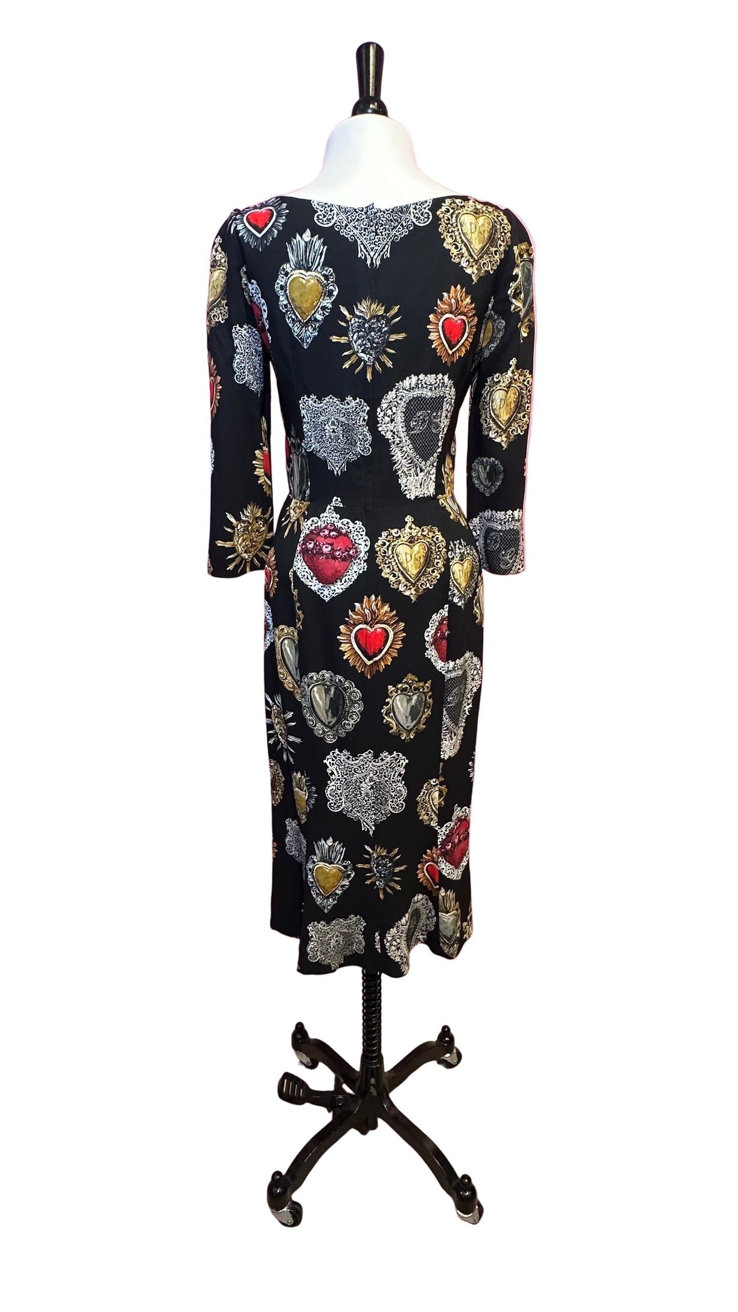 Dolce & Gabbana - Black Corazon print long sleeve dress - 40