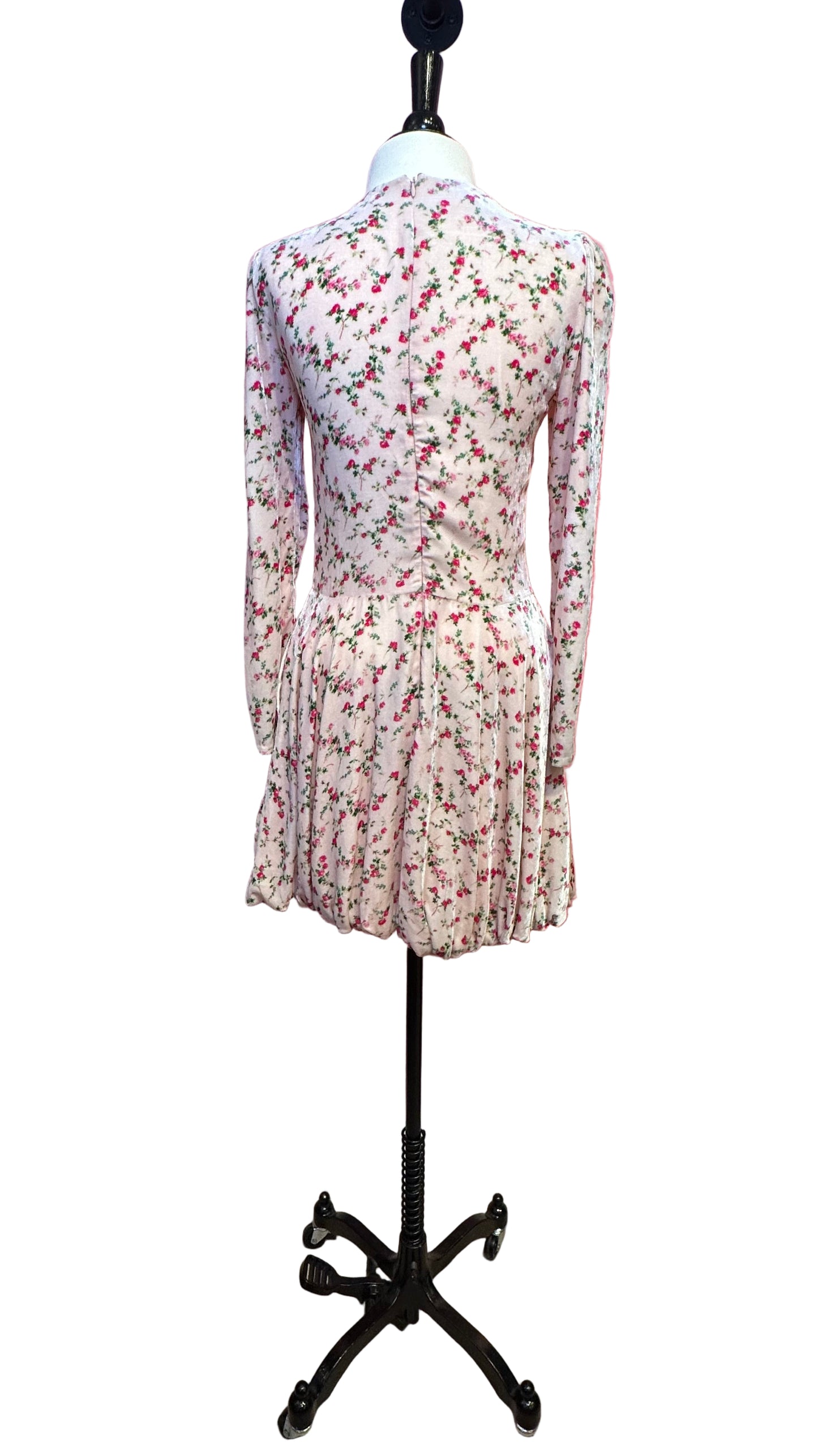 Philosophy di Lorenzo Serafini - pink floral velvet long sleeve dress - Small