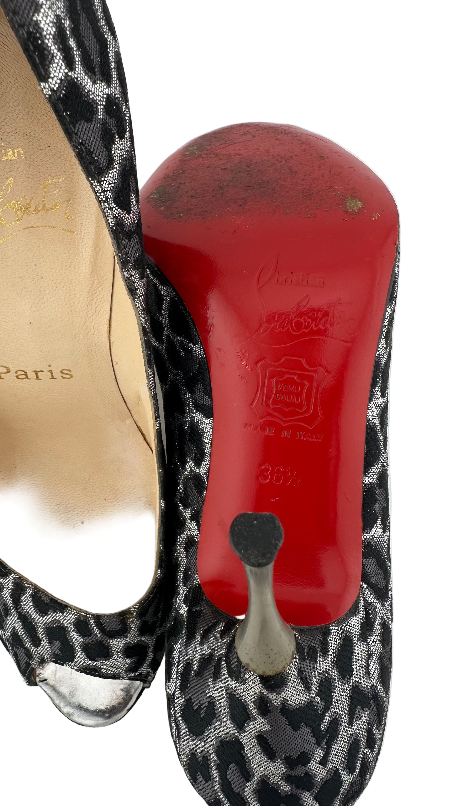 Christian Louboutin - Silver Leopard Heels - 36.5
