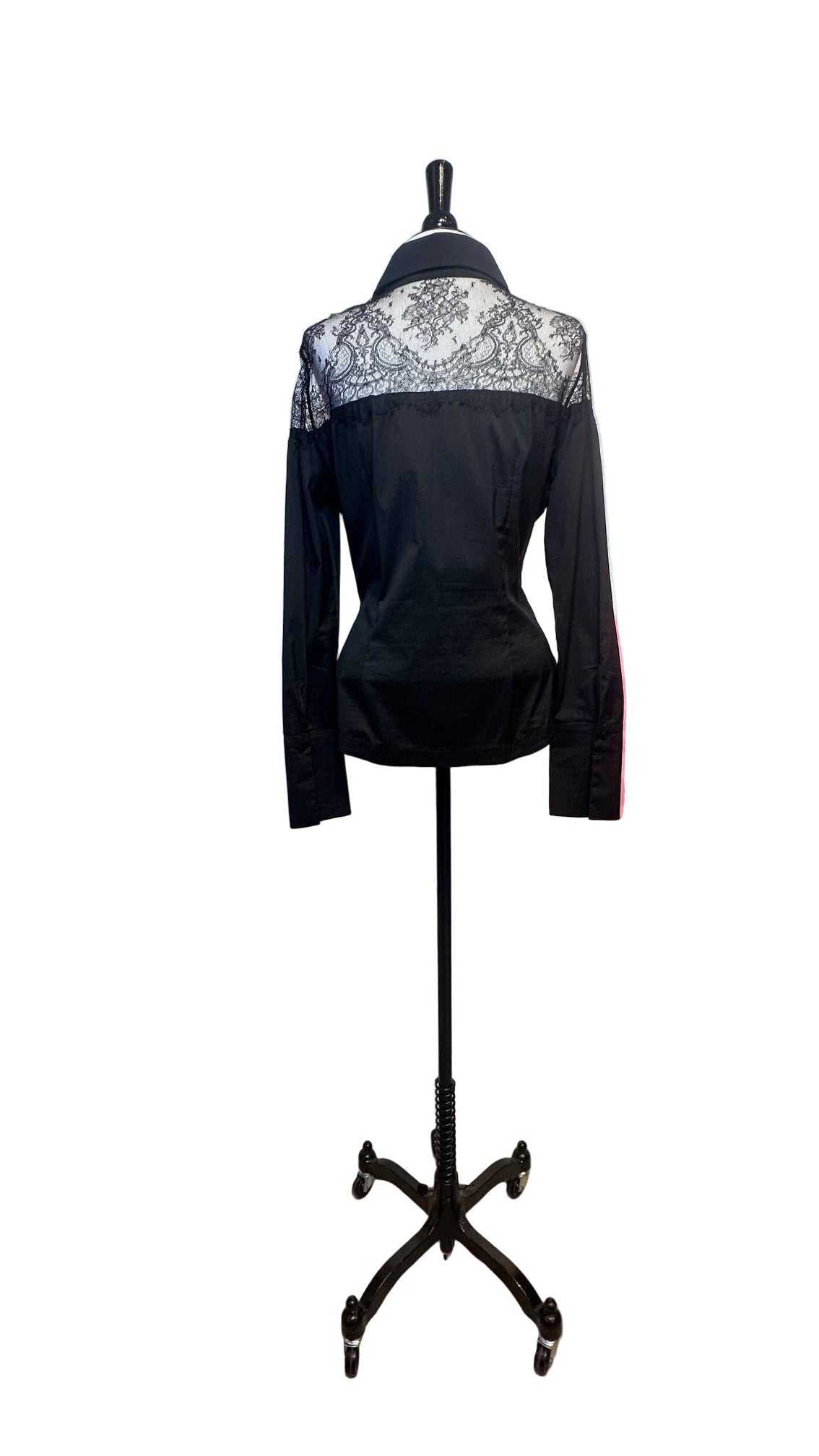 D Exterior Italy - Black Lace Collar Shirt - Medium