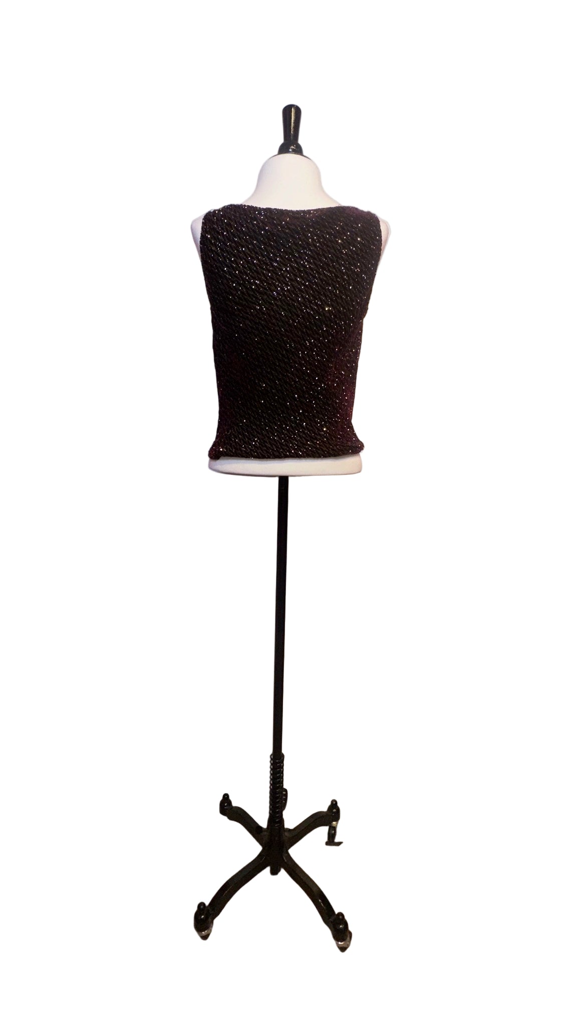 Carmen Marc Valvo - Burgundy Sequin Sleeveless Top - Small