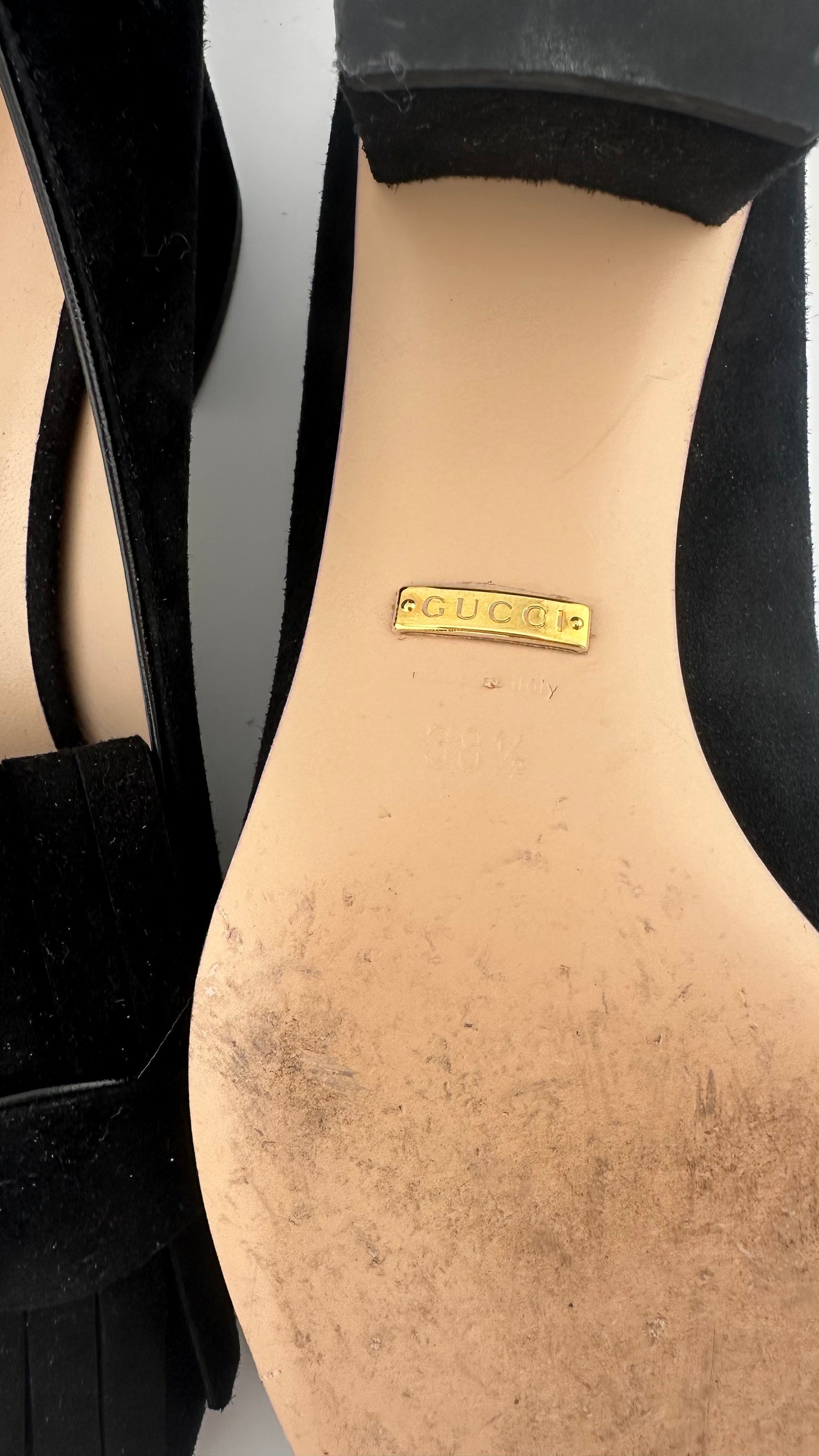 Gucci - Marmont Black Suede Loafer Heel - 38.5