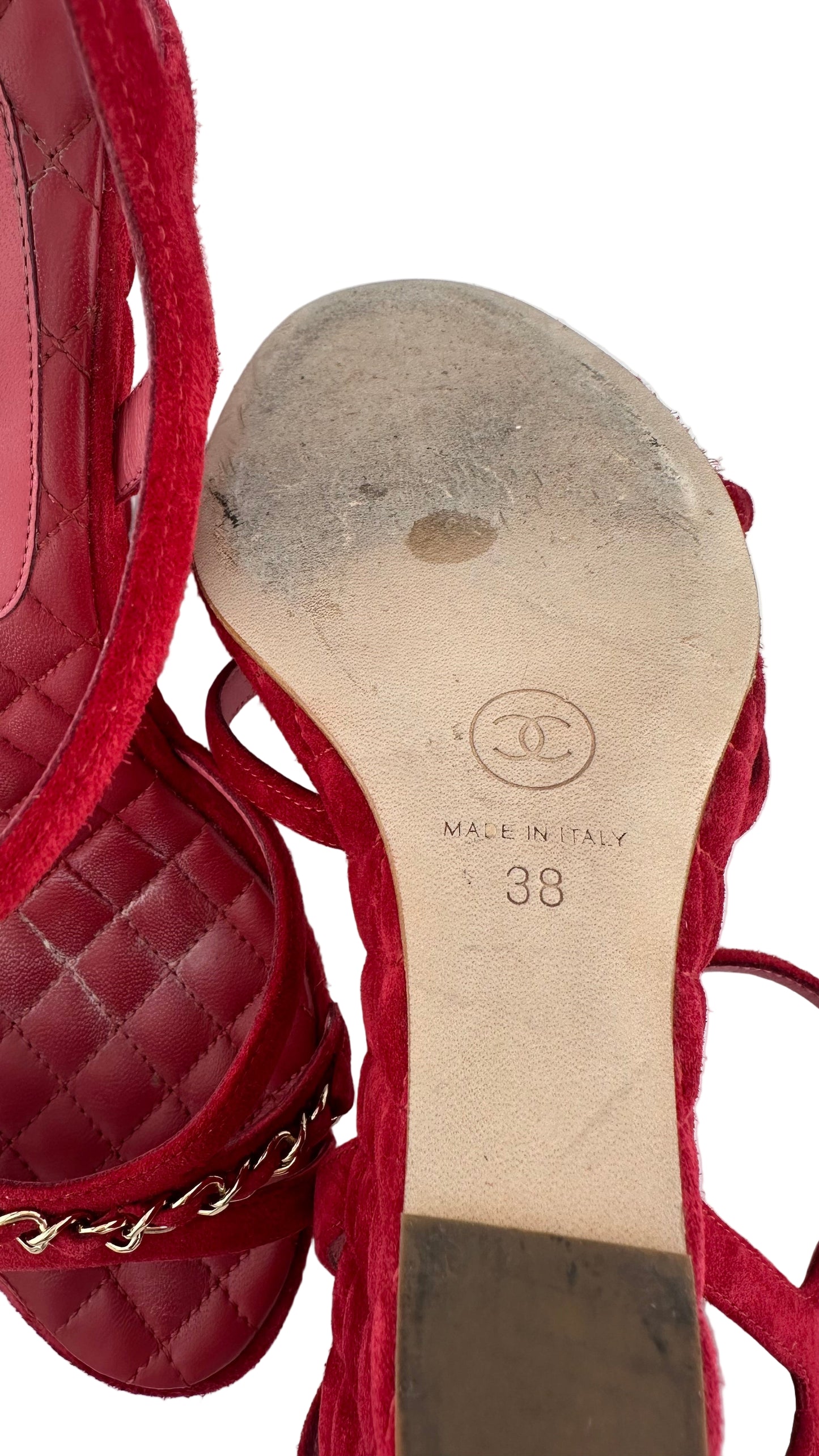 Chanel - Red Quilted Wedge - 38