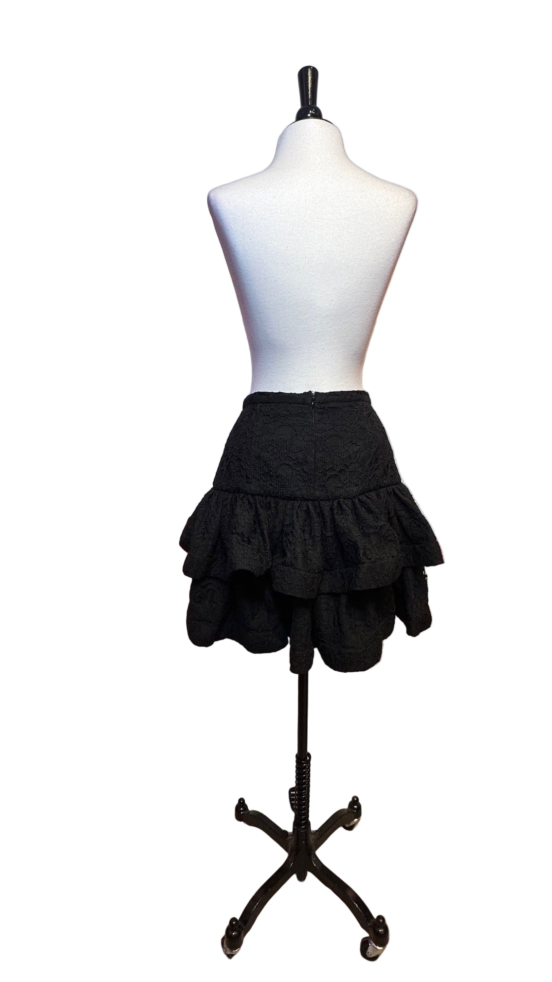New Arrivals - Black Lace Ruffle Skirt - X-Small