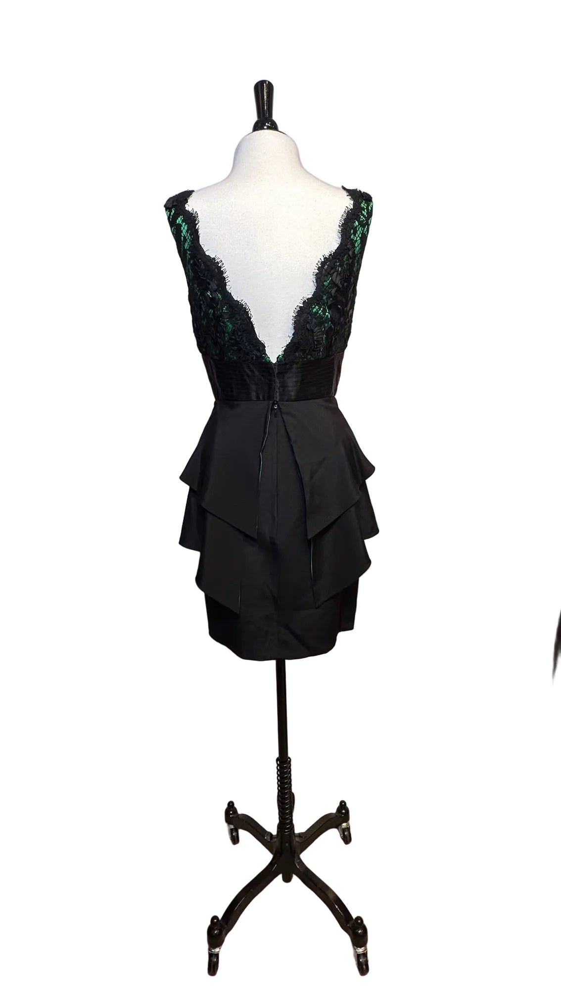 Lopez Knudsen - Green Black Lace Cocktail Dress - Small