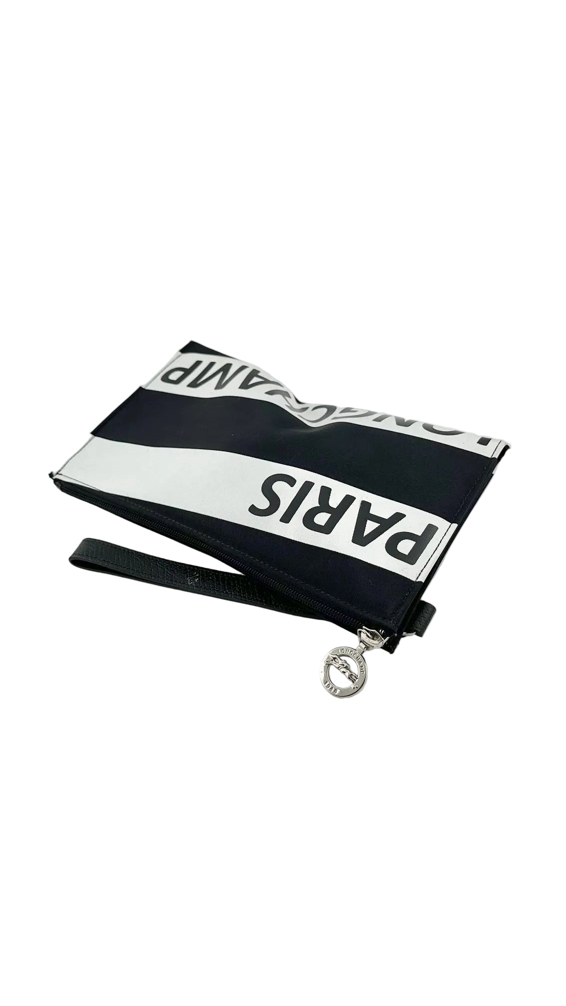 Longchamp Paris - Black And White Logo Wristlet