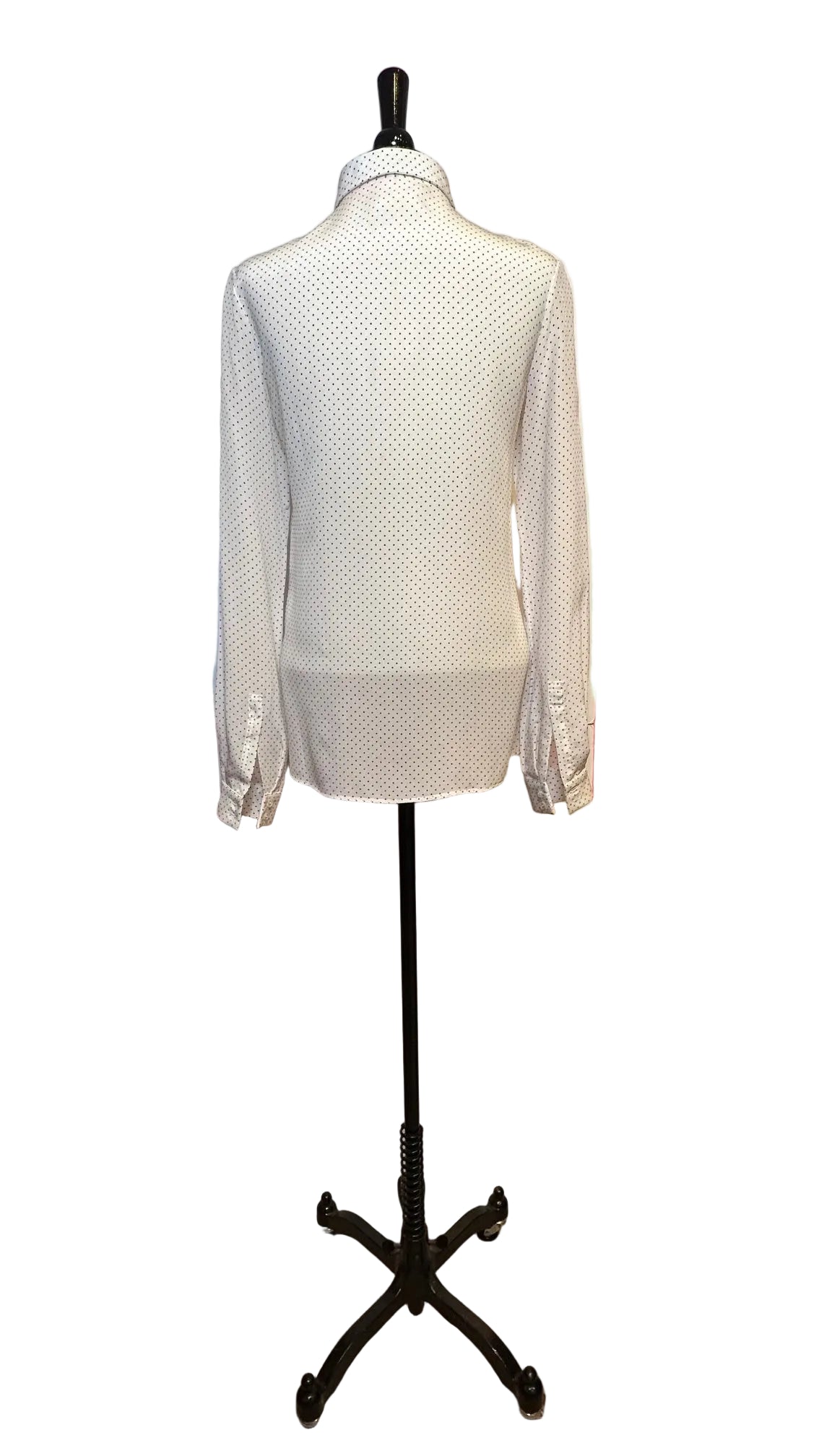Danielle Carlotta - Black And White Silk Dot Jewel Top - Small