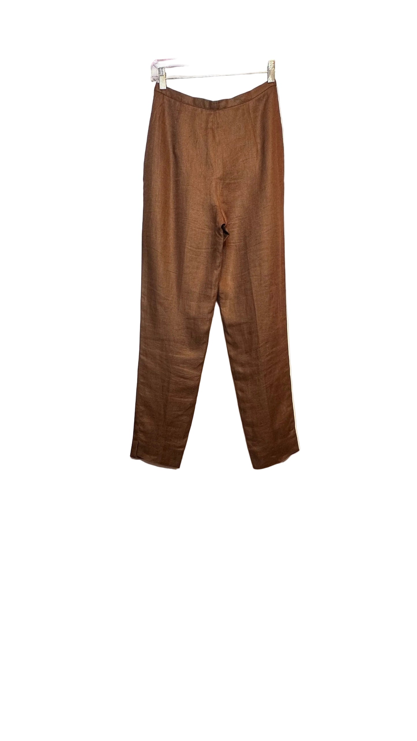 Shanghai Tang - Chestnut Linen Pants - Small