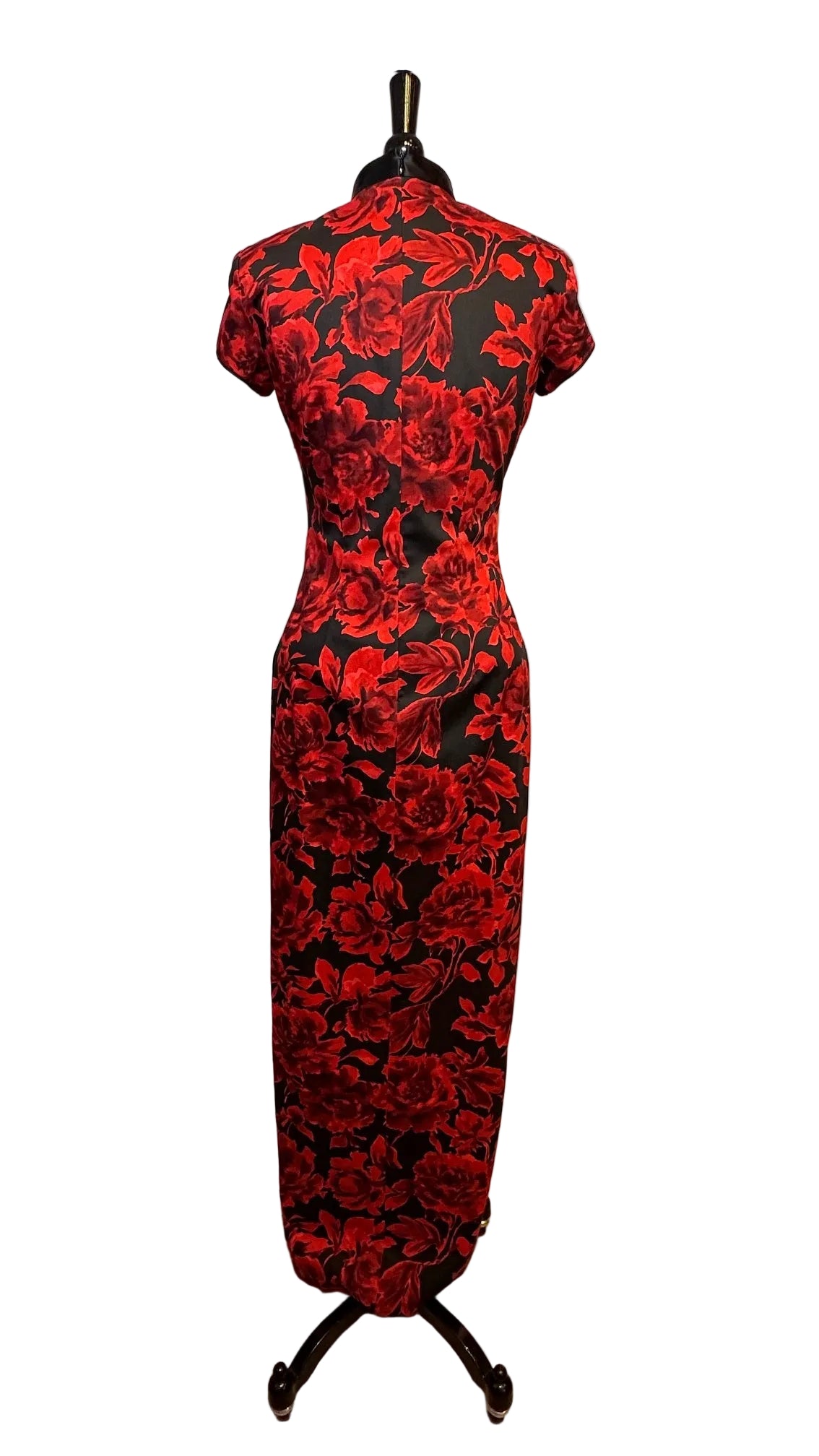 Shanghai Tang - Red/Black Floral Dress - Small