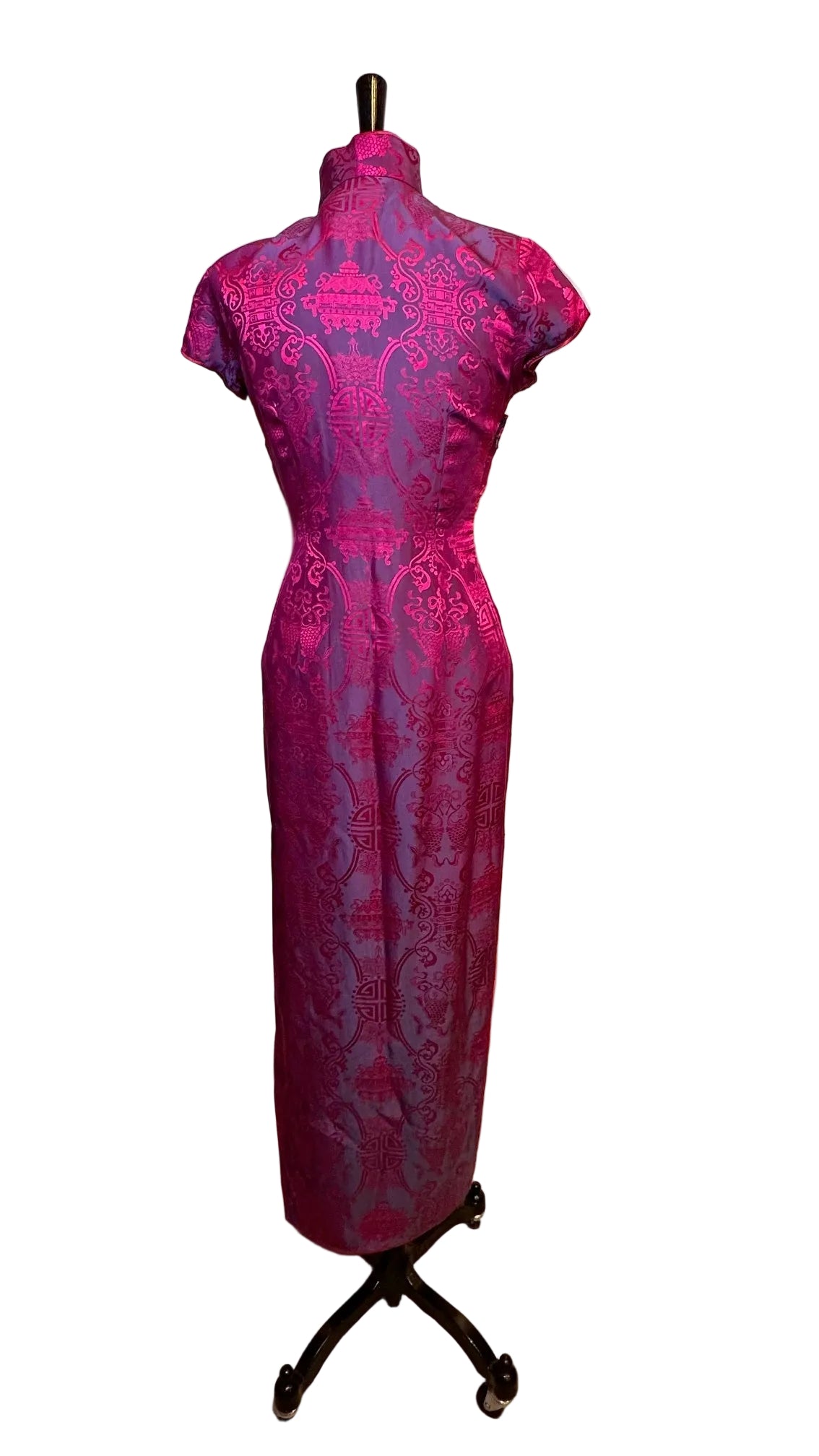 Shanghai Tang - Pink Purple Silk Dress - Small
