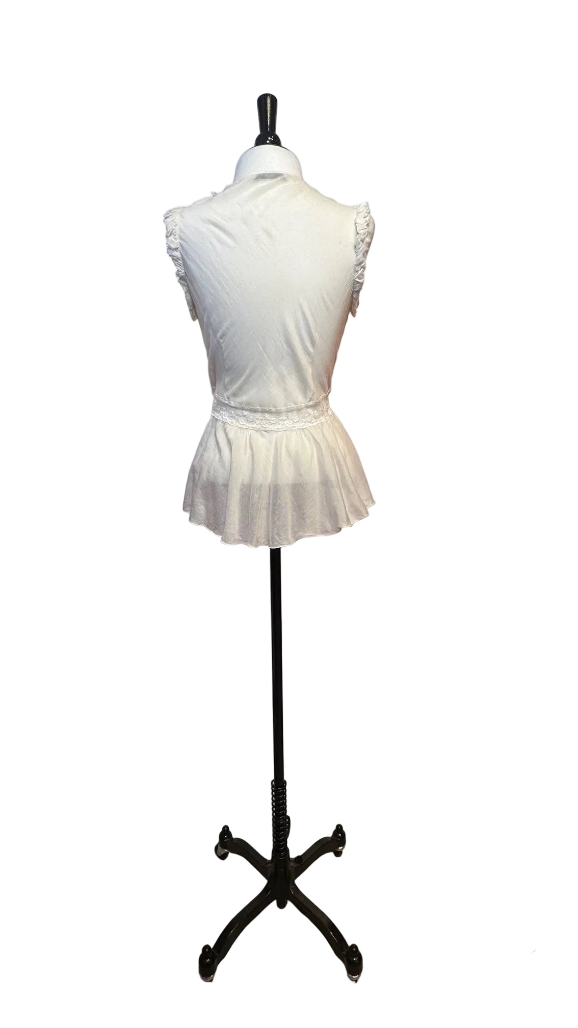 PRADA - Cream Cotton Ruffle Blouse - 40