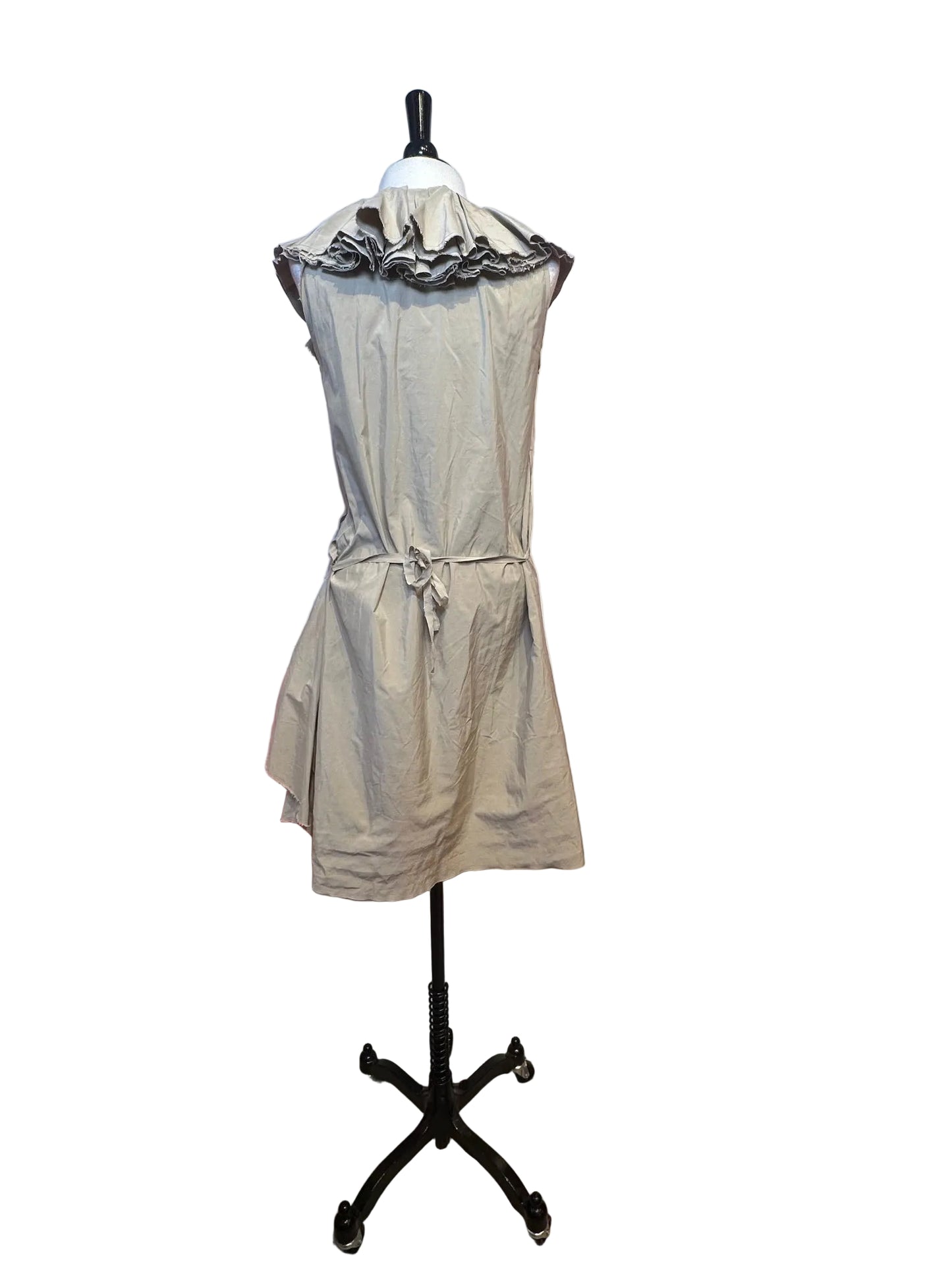LANVIN - Beige Sleeveless Ruffle Dress - 40