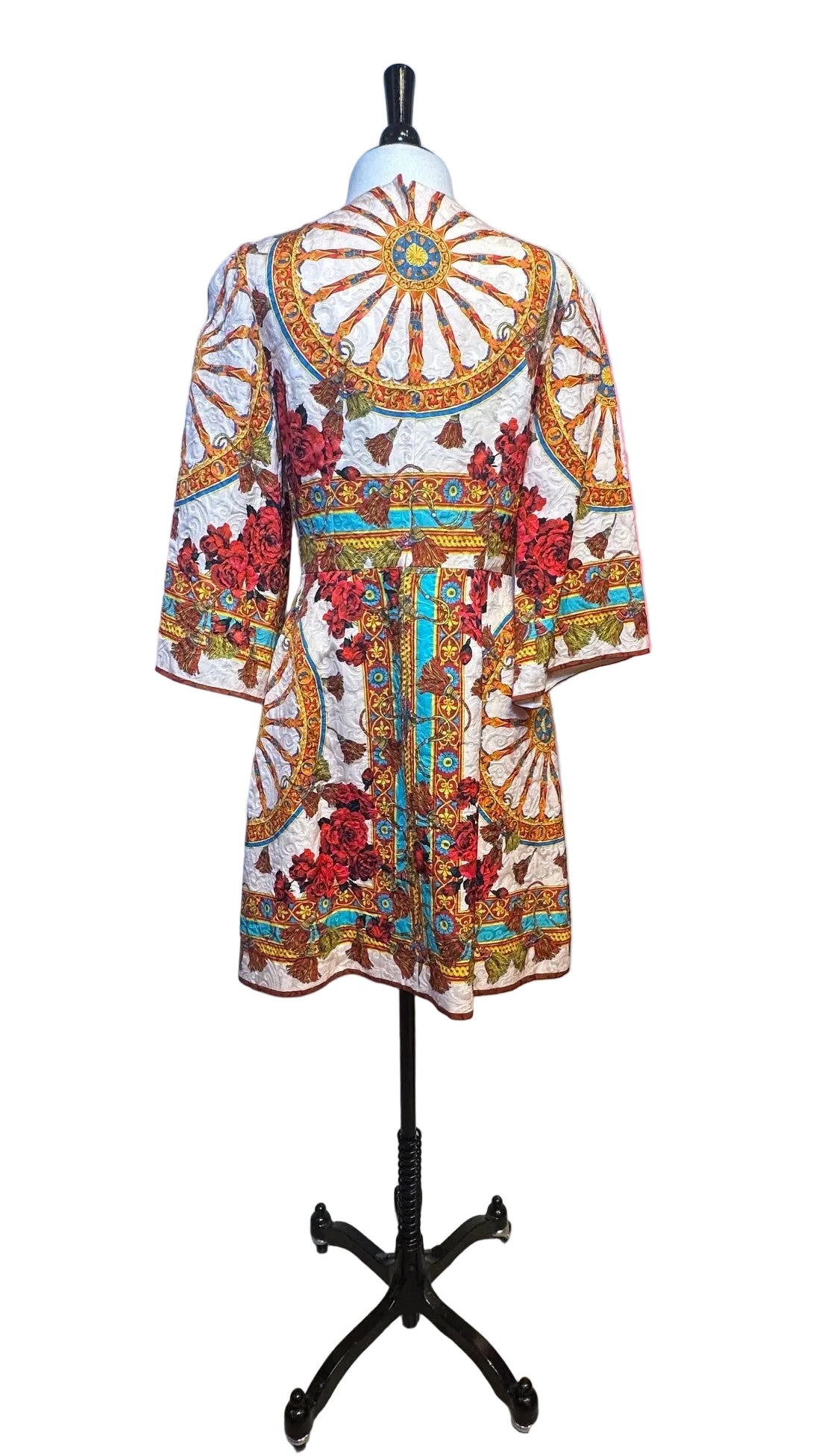 DOLCE & GABBANA - White Orange Bell Sleeve Dress - 44 - NEW