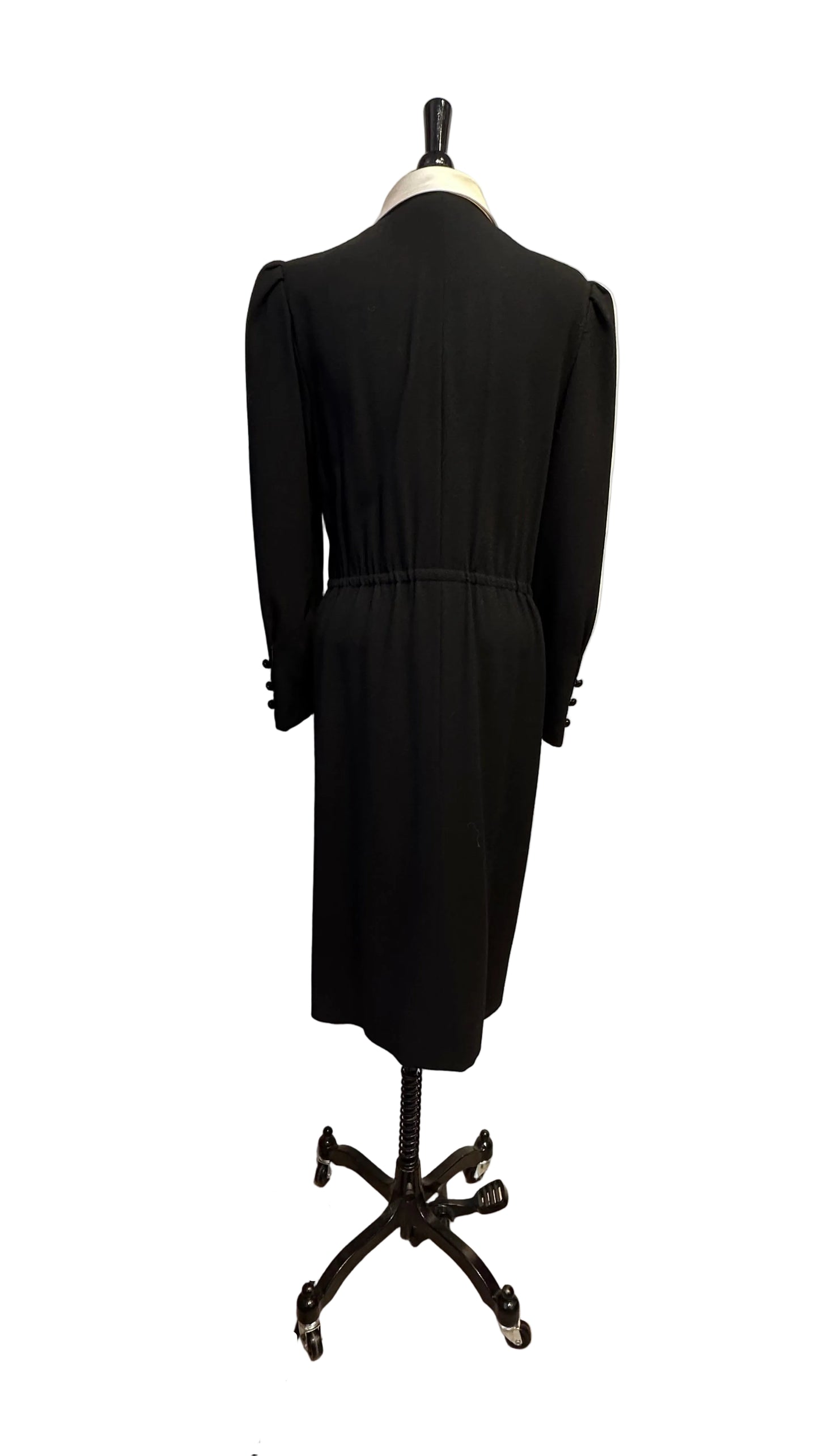 Chanel - Vintage Black Button Down Dress with White Collar
