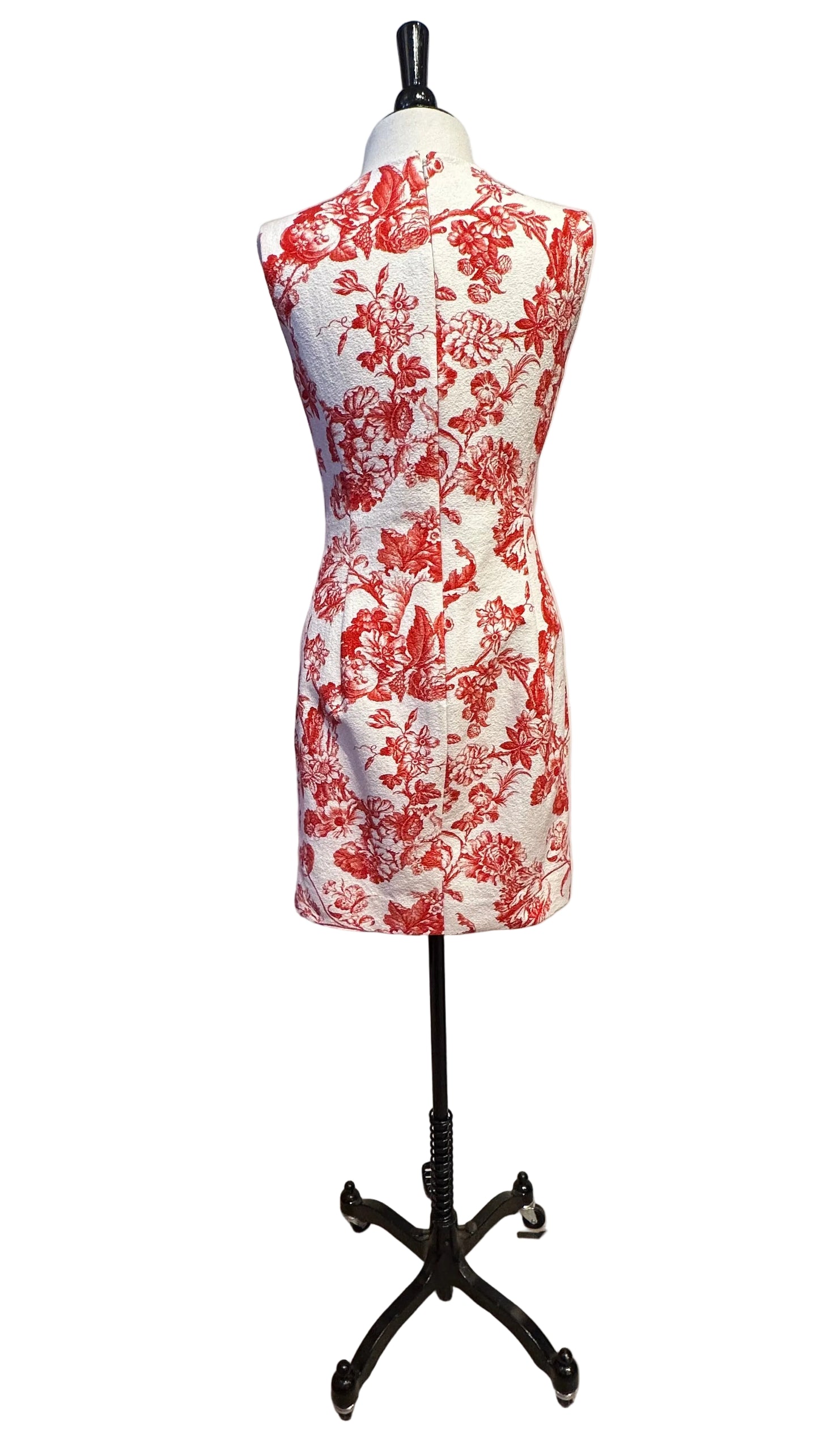 Oscar De La Renta - White Red Floral Sleeveless Dress - 4