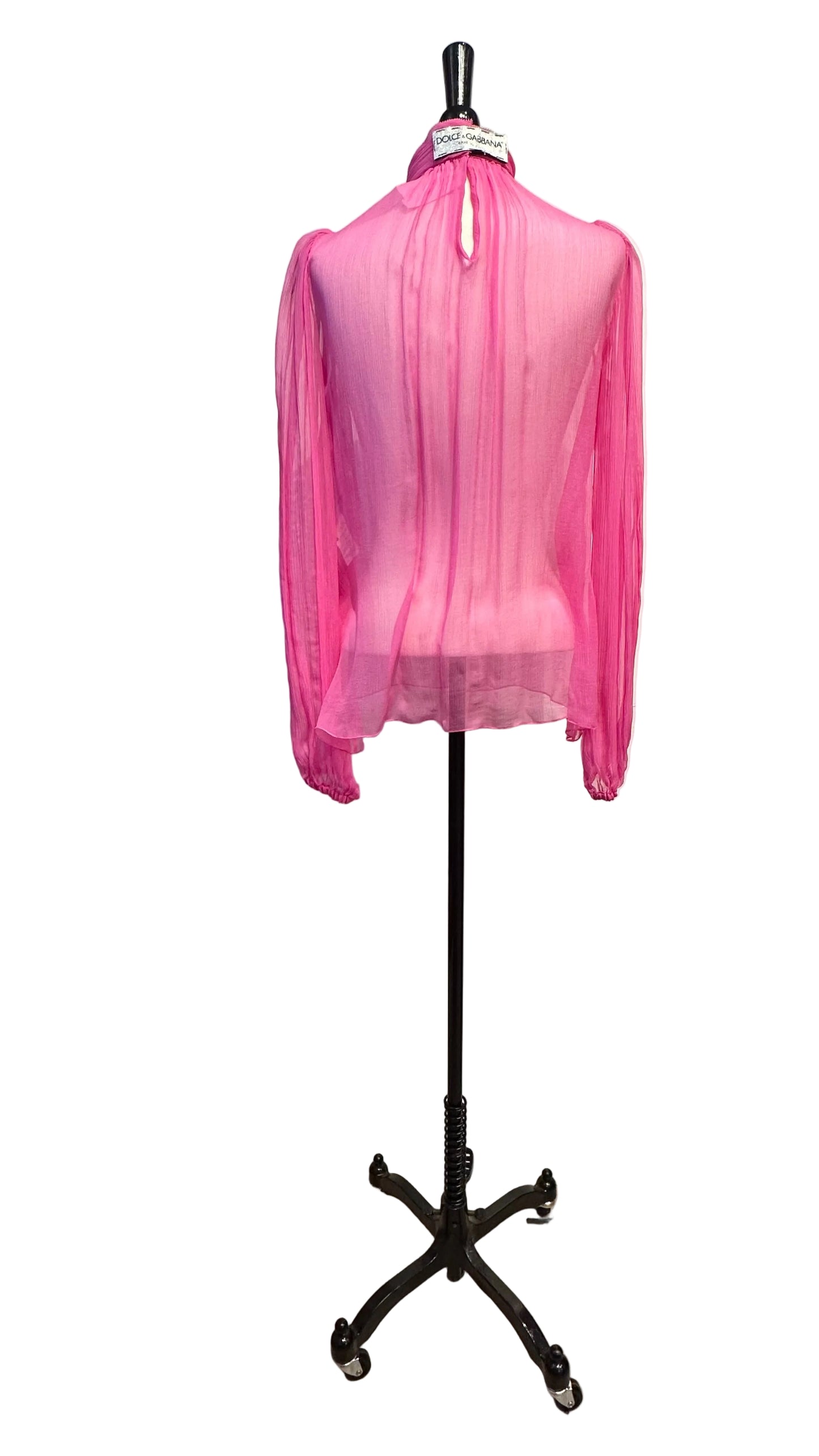 DOLCE & GABBANA - Hot Pink Silk Sheer Blouse - 38