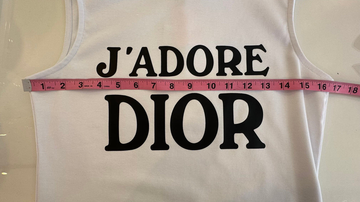 Christian Dior - "J'ADORE DIOR" White Graphic Tee - Large