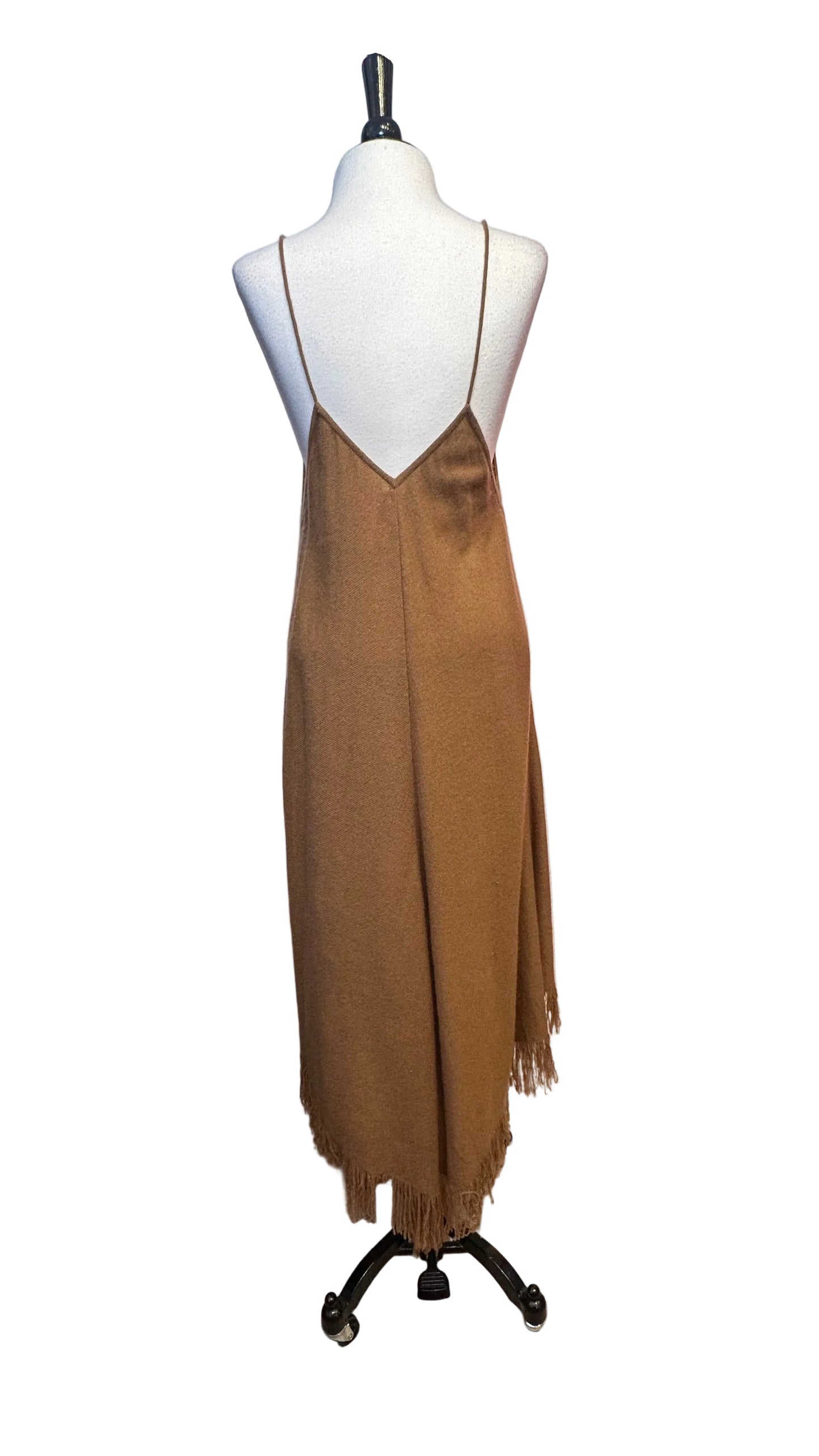 Ryan Roche - Brown Cashmere Fringe Hem Dress - Medium