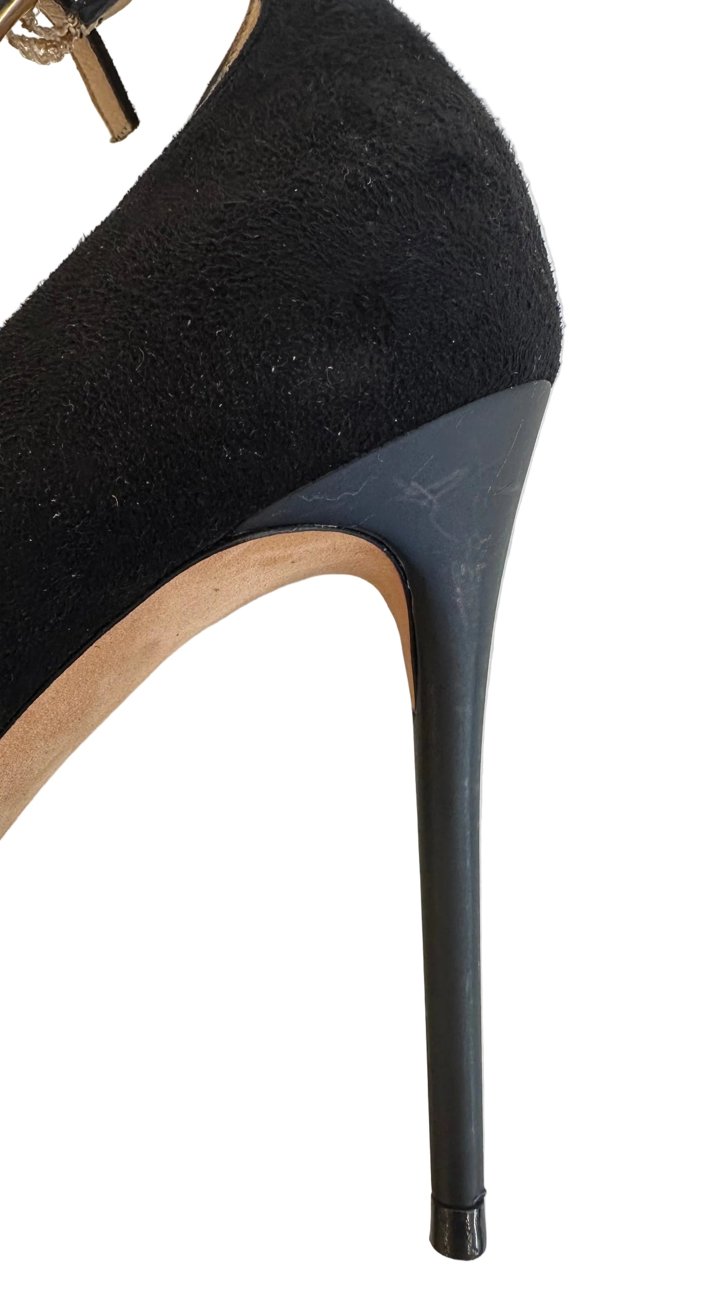 Jimmy Choo - Lucy Black Suede Ankle Strap D'Orsay Heels - 38.5