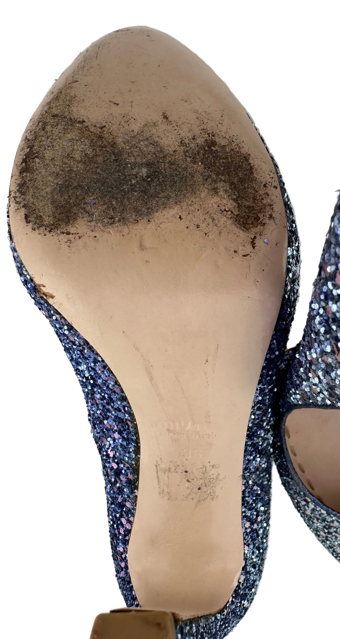 Miu Miu - Blue and Silver Glitter Heels - 36
