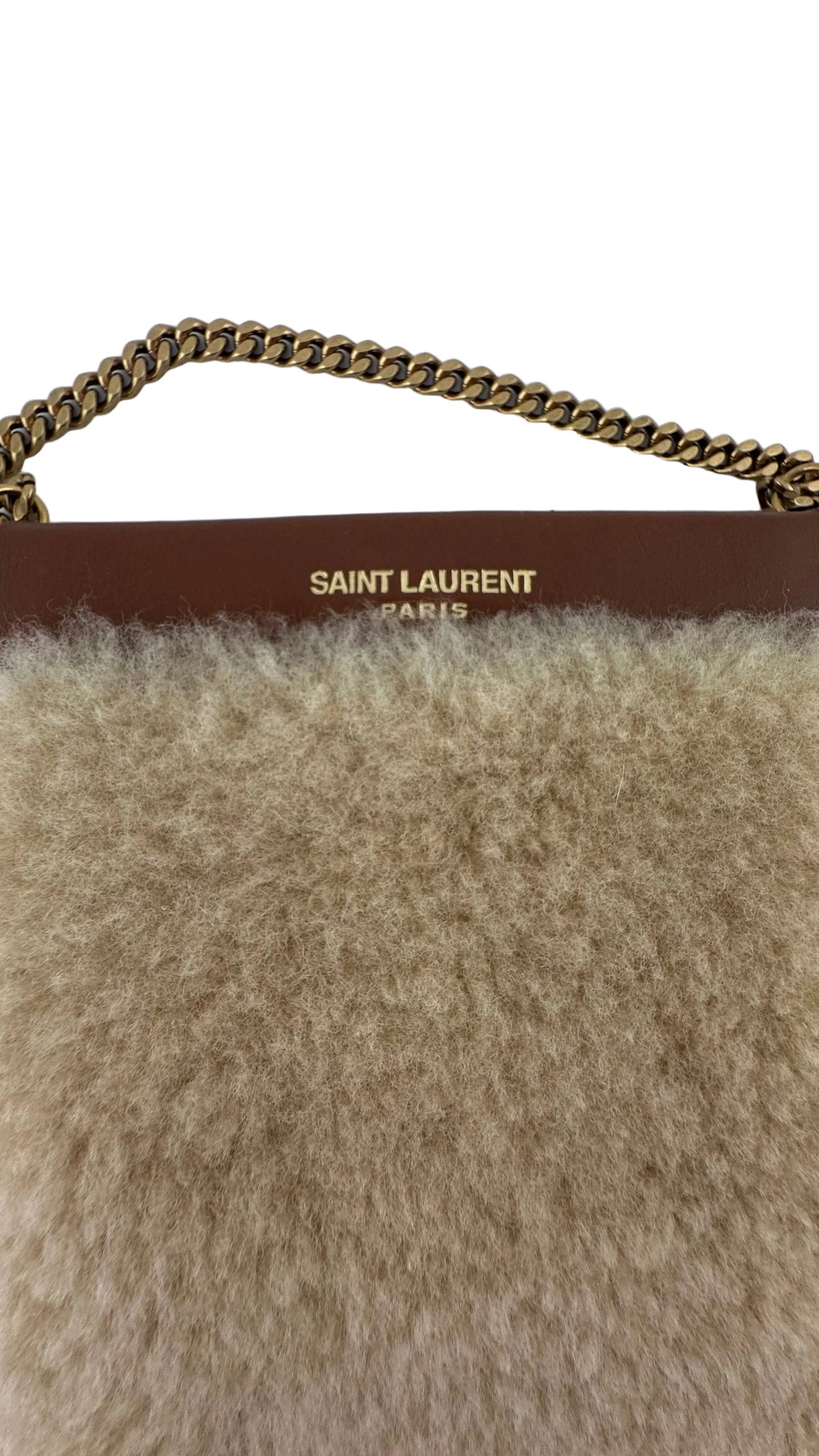 Saint Laurent - Mini Shearling Pouch with Crossbody Chain