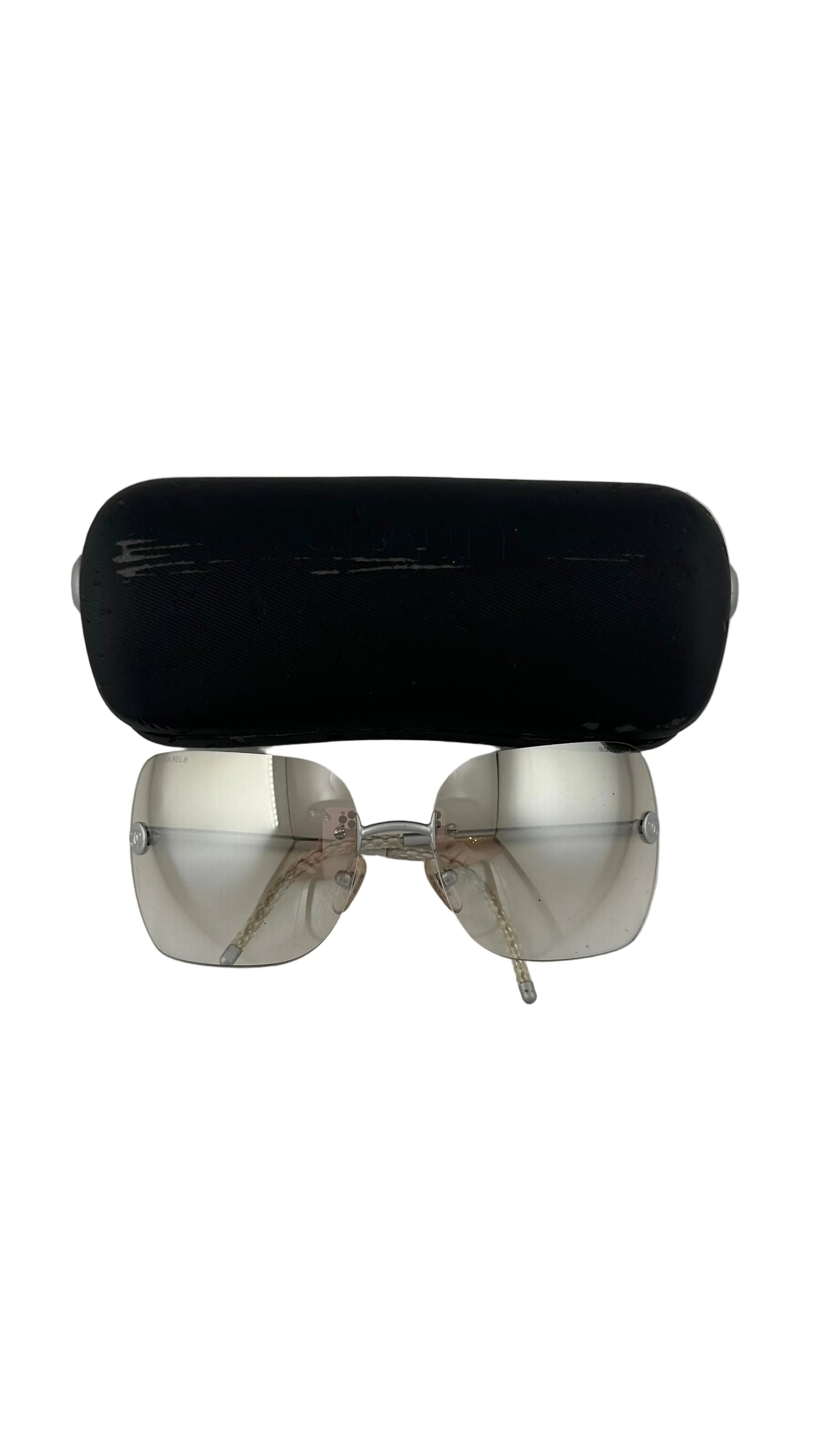 Chanel - VINTAGE Y2K Silver Rimless Sunglasses