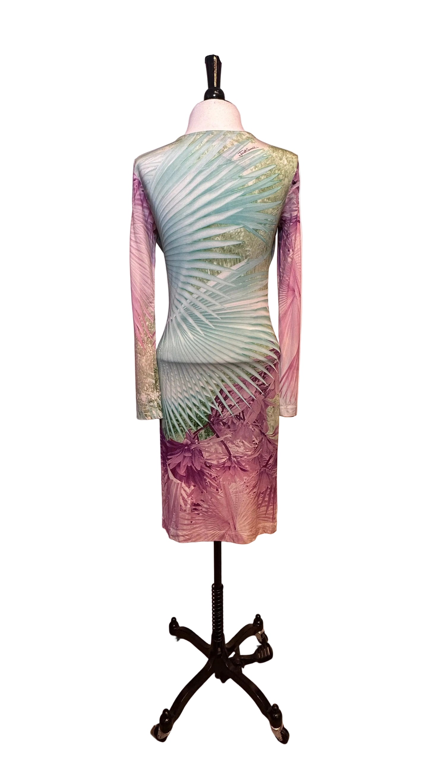 Just Cavalli - Multicolor Tropical Print Long Sleeve Dress