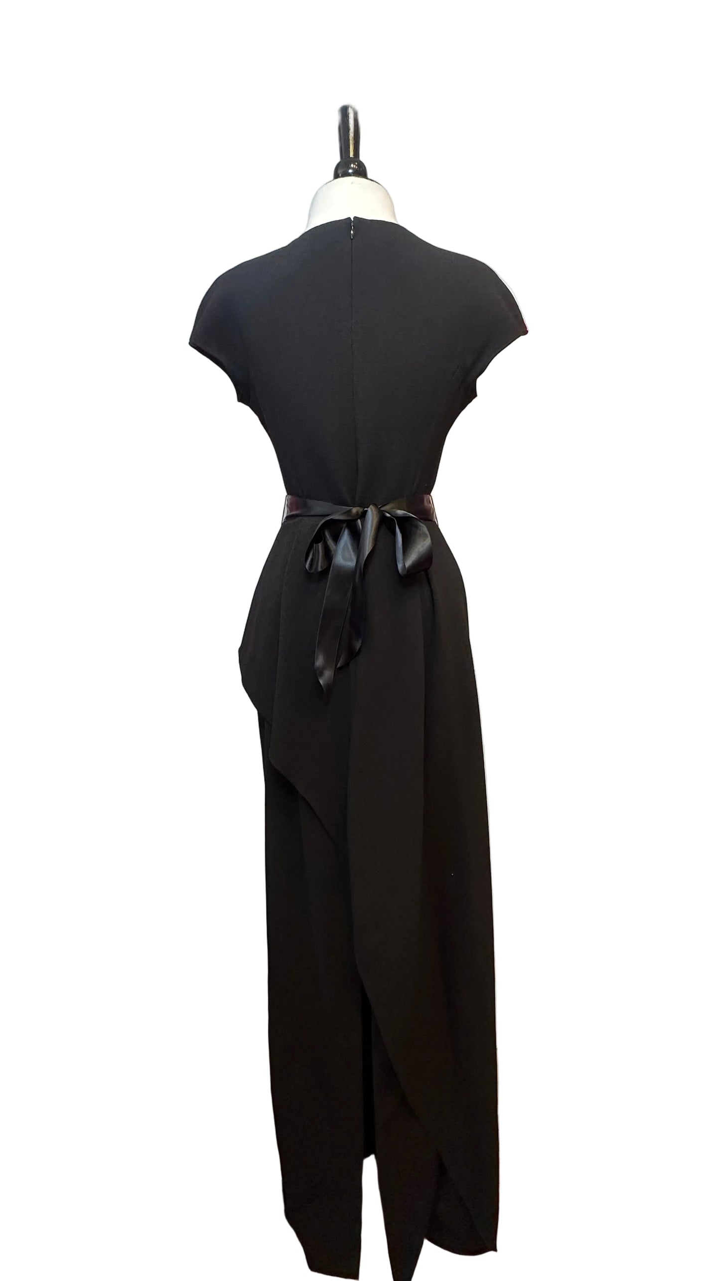 Rickie Freeman for Teri Jon - Black Draped Crepe Gown - 4