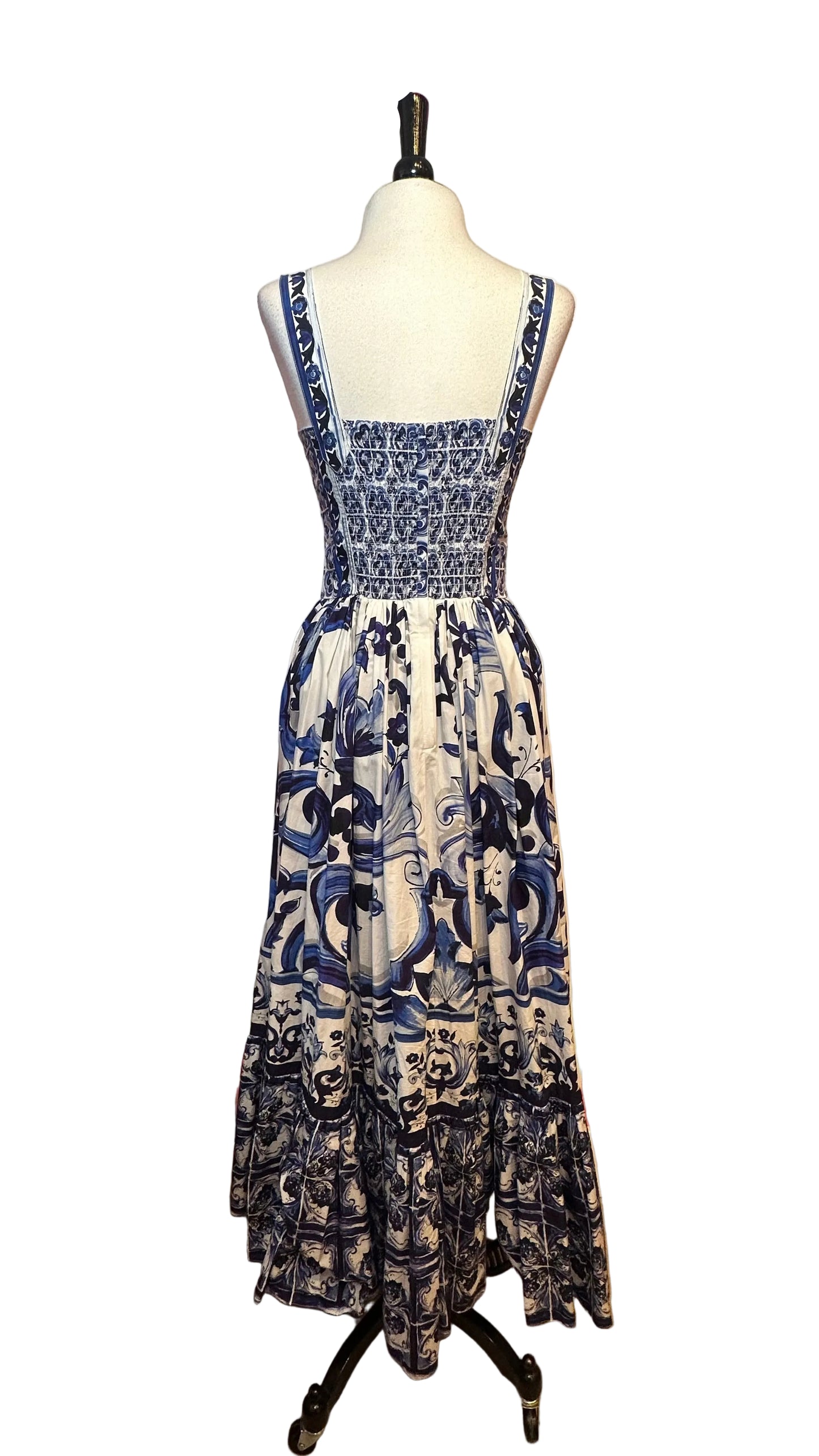 DOLCE & GABBANA - Blue White Majolica Print Bustier Sundress - 40