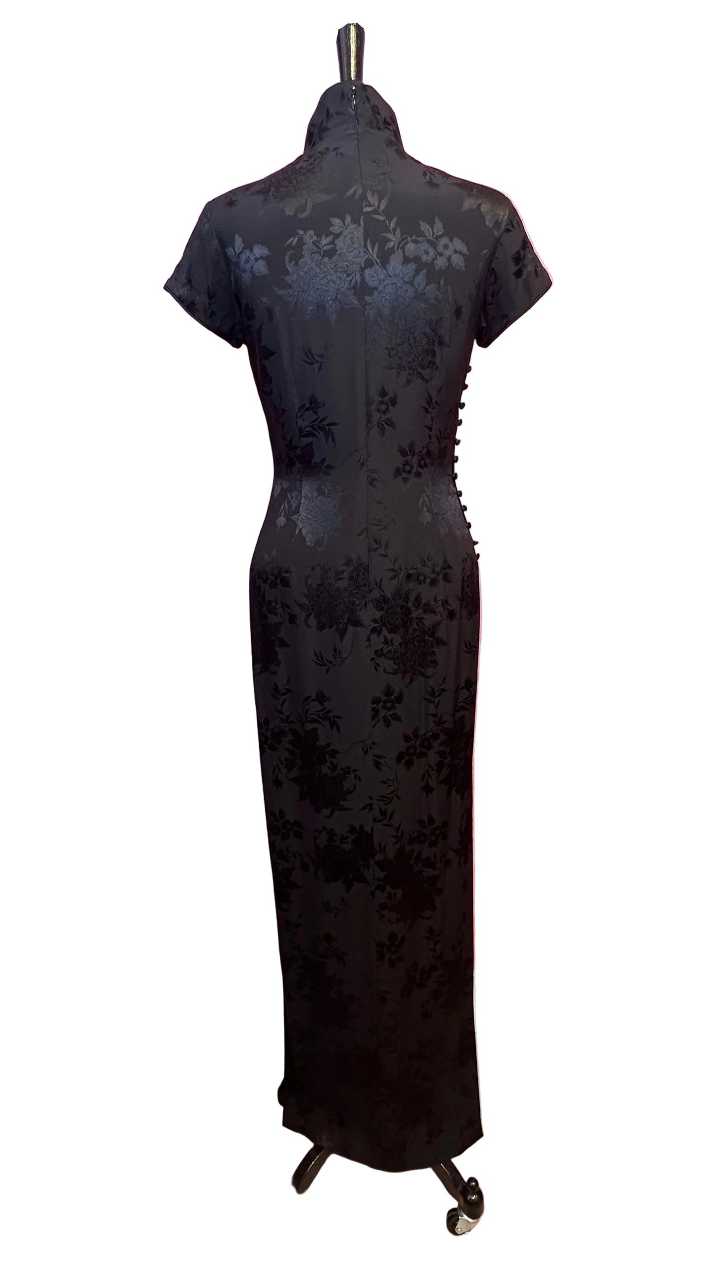 Shanghai Tang - Tang Qipao - Black Floral Silk - 38