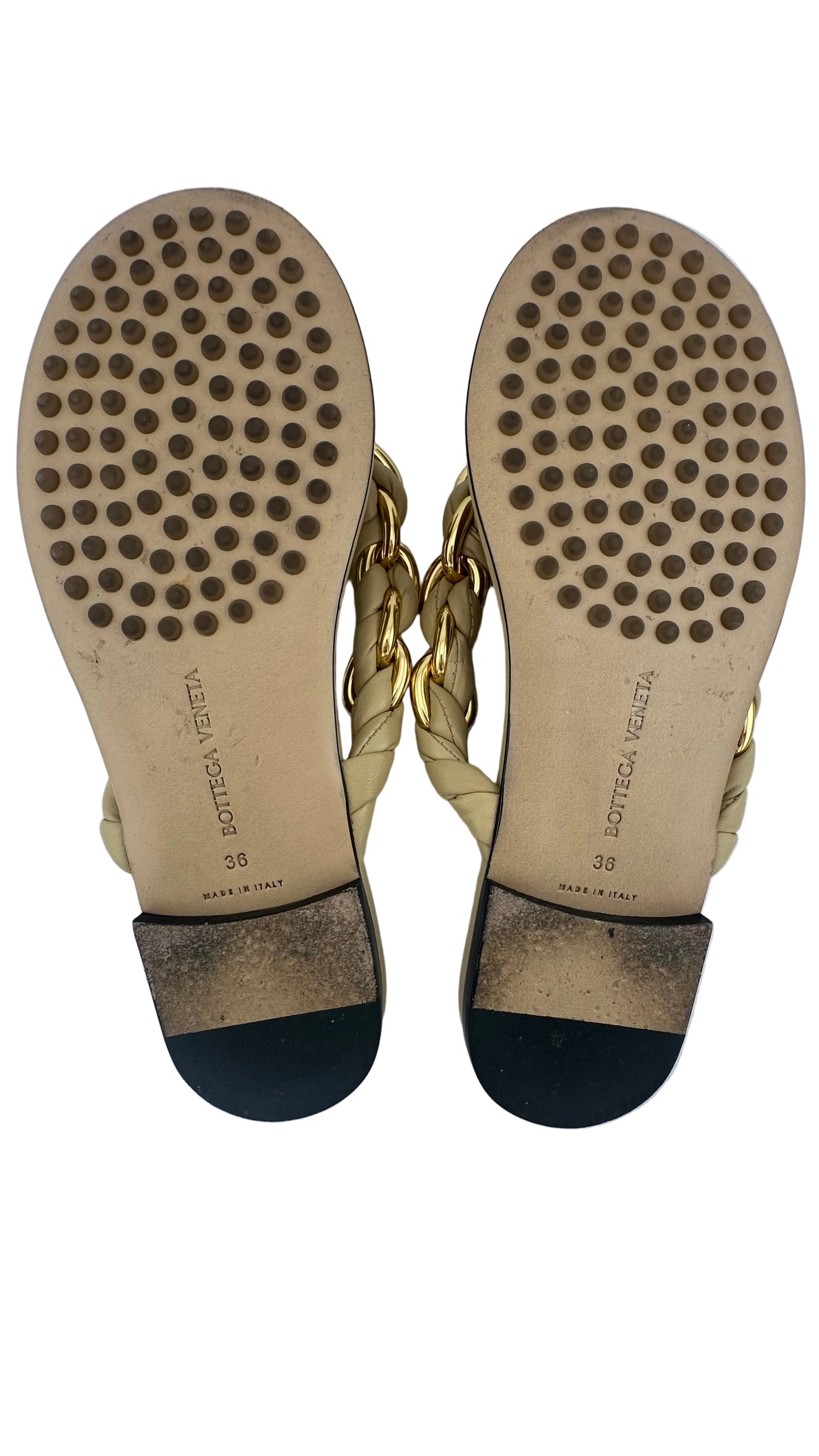 Bottega Veneta - Dot Braided Chain Strap Leather Thong Sandals - 36