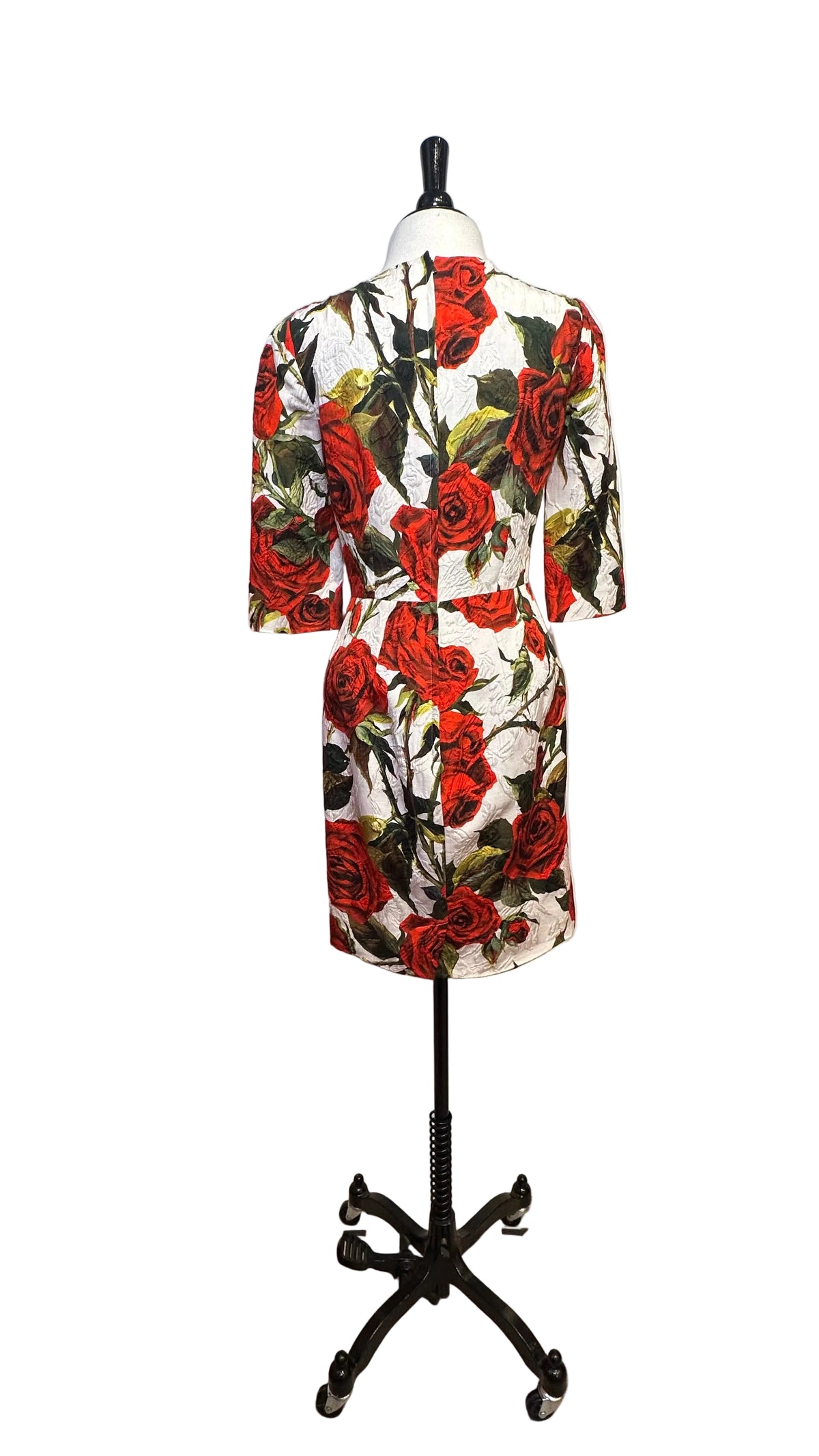 DOLCE & GABBANA - Rose Print Brocade Dress - 40