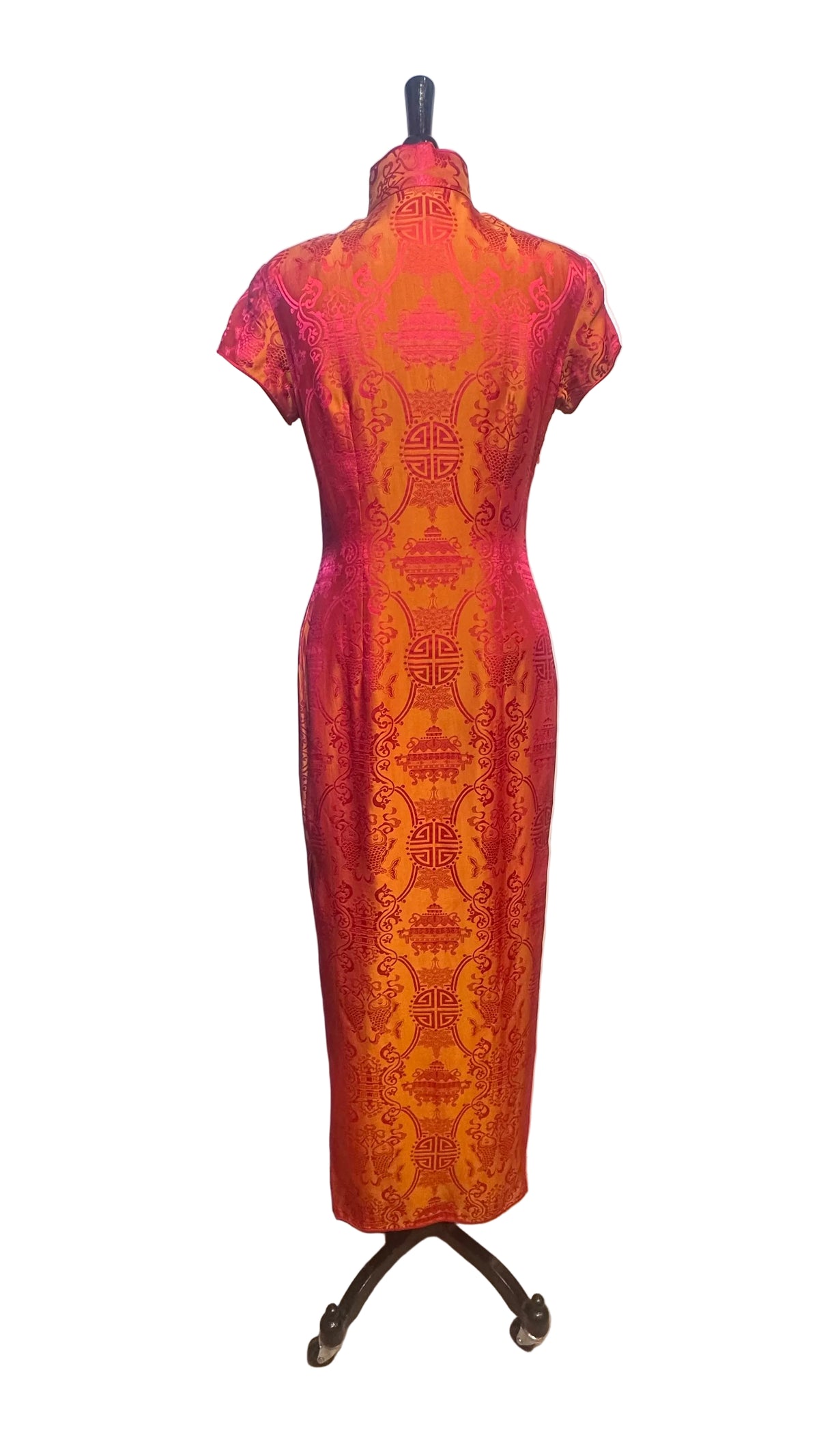Shanghai Tang - VINTAGE Tang Qipao - Orange and Pink Silk - 8