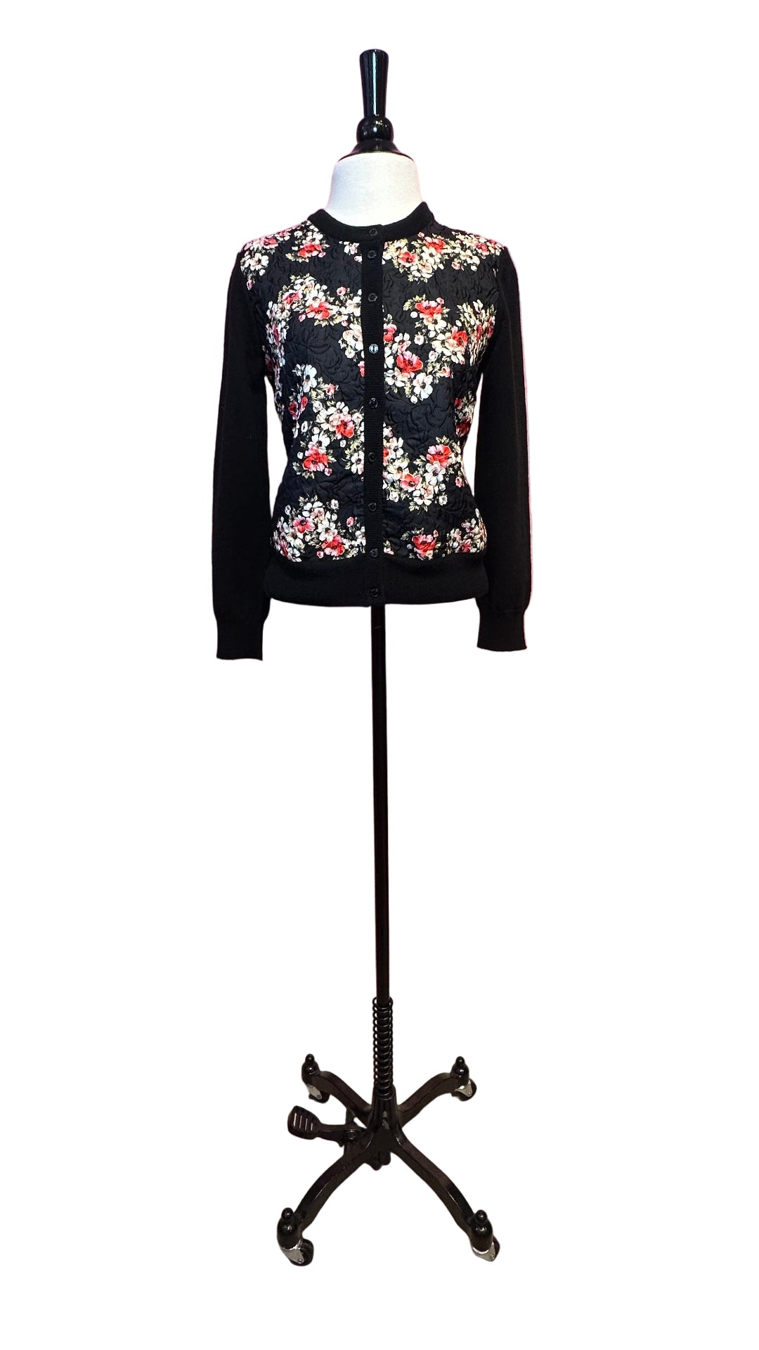 Dolce & Gabbana - Black floral cashmere silk cardigan - S