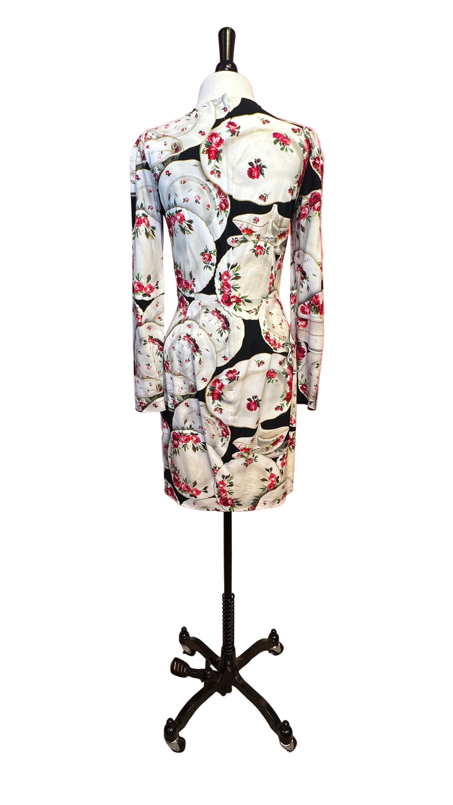 DOLCE & GABBANA - China Plate Floral Print Long Sleeve Dress - 40