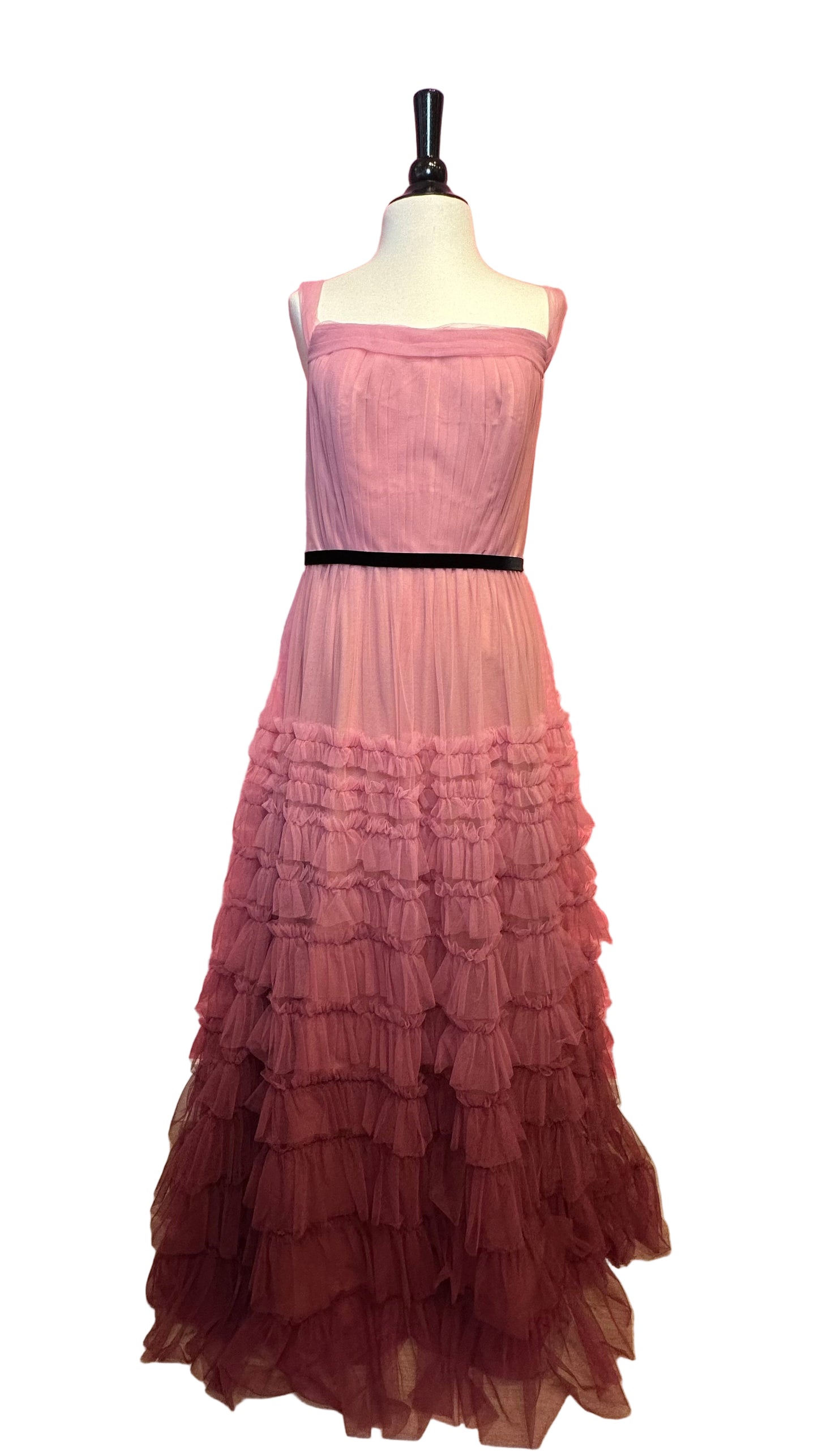 Marchesa Notte - Pink purple ombre tulle sleeveless gown - 6