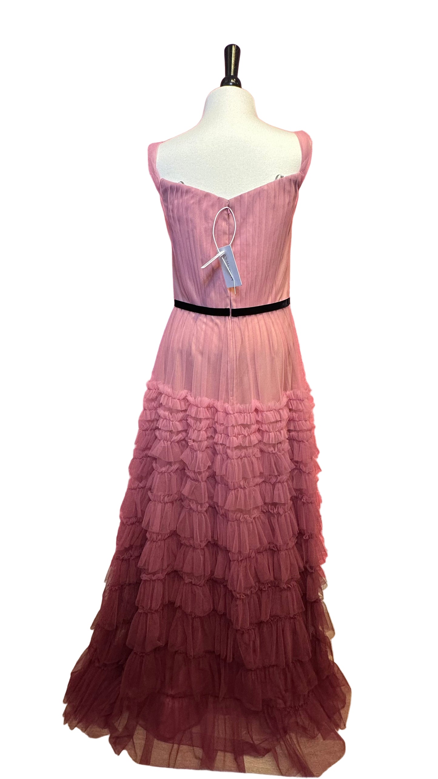Marchesa Notte - Pink purple ombre tulle sleeveless gown - 6