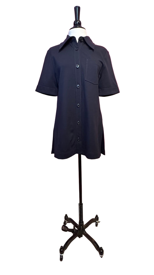 Victoria Beckham - Navy short sleeve oversized button down top - 6