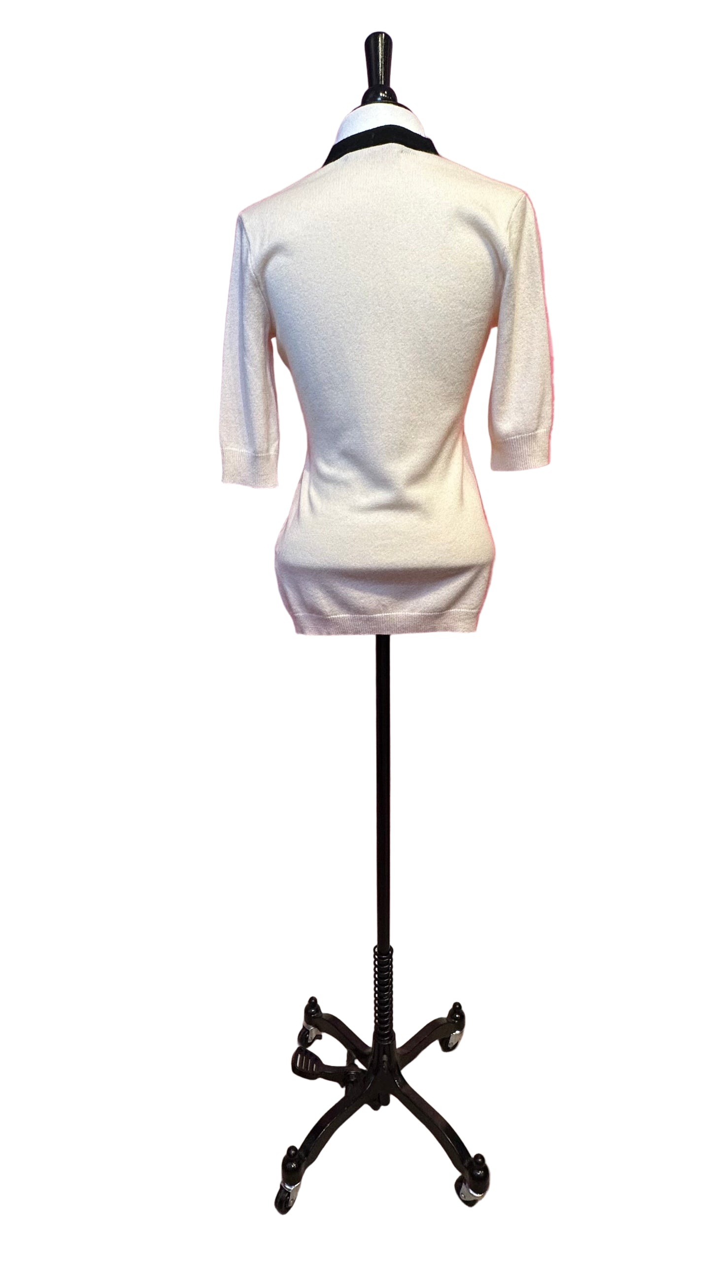 Ralph Lauren Black Label - Cream black cashmere 3/4 sleeve cardigan - S/M