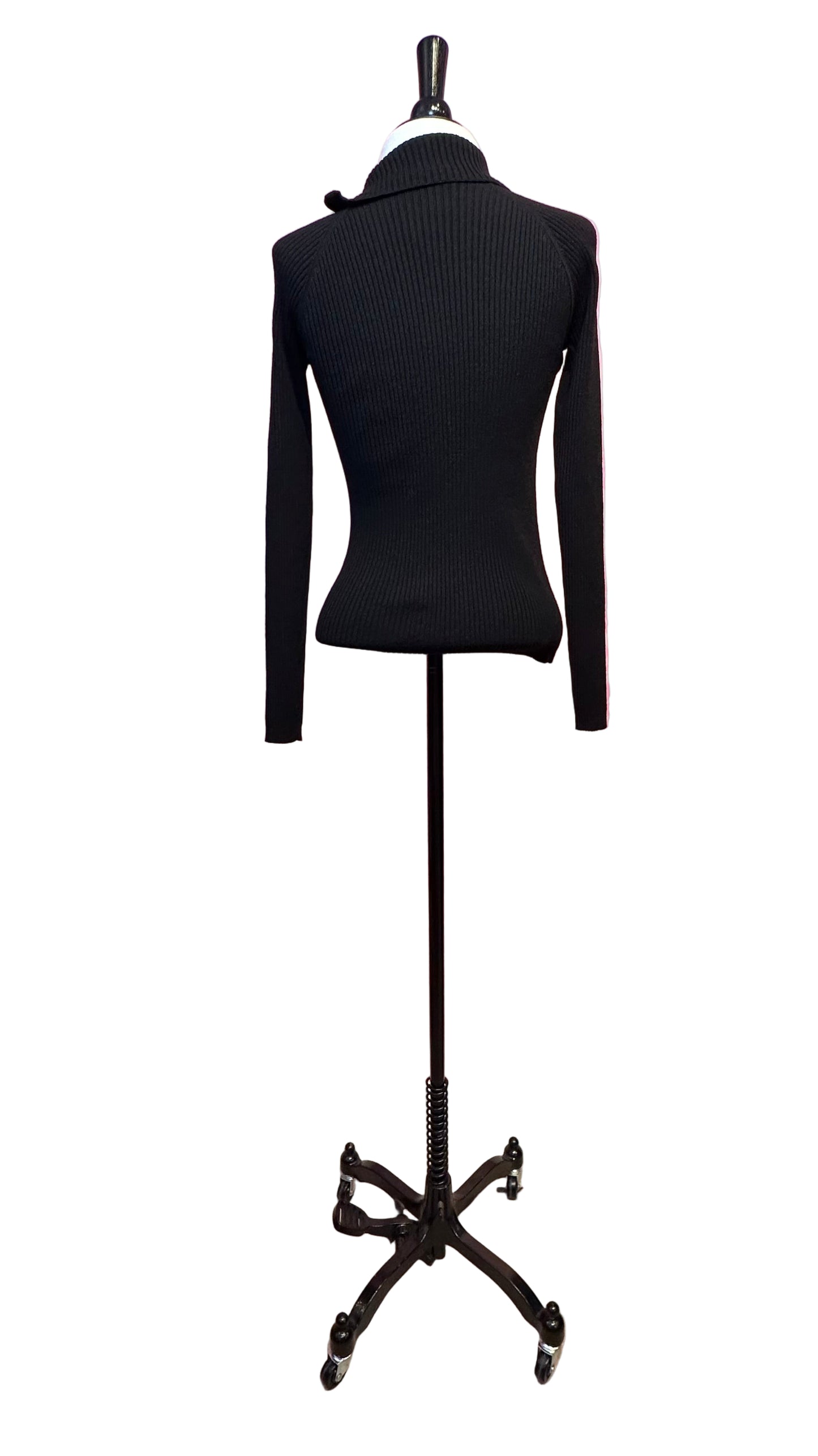 Dior - black wool ribbed asymmetric zip turtleneck sweater - 6