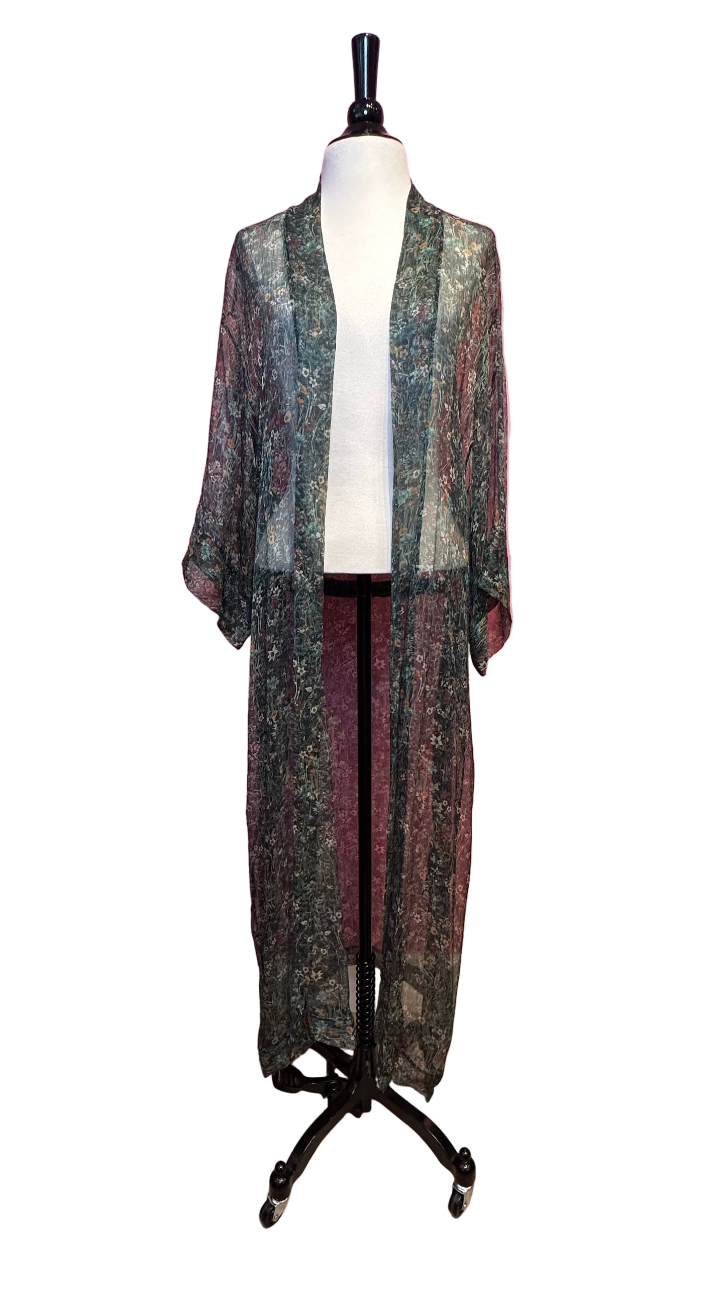 LFrank - Green floral sheer duster