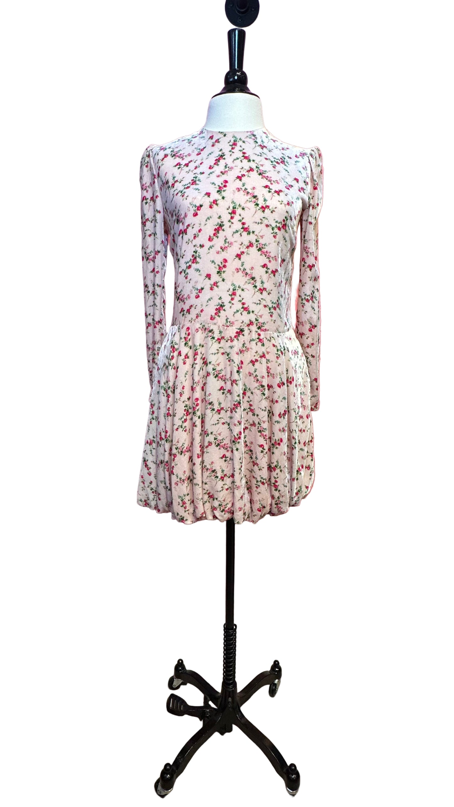 Philosophy di Lorenzo Serafini - pink floral velvet long sleeve dress - Small