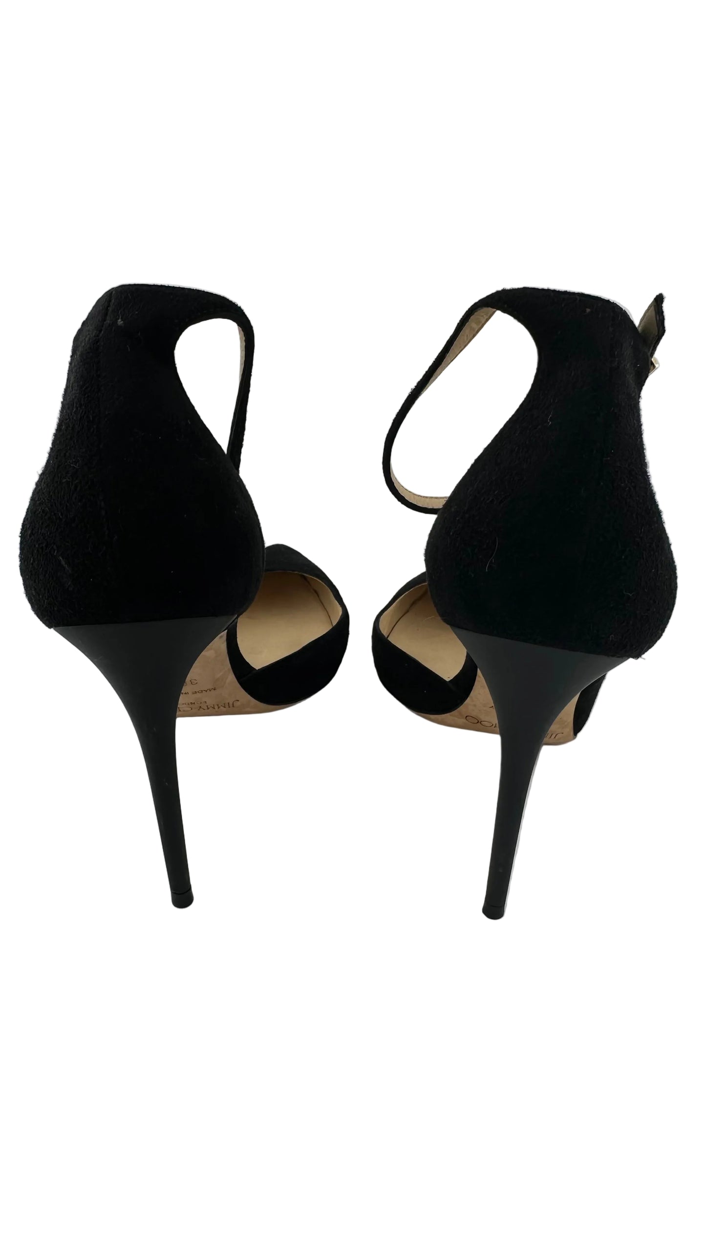 Jimmy Choo - Lucy Black Suede Ankle Strap D'Orsay Heels - 38.5