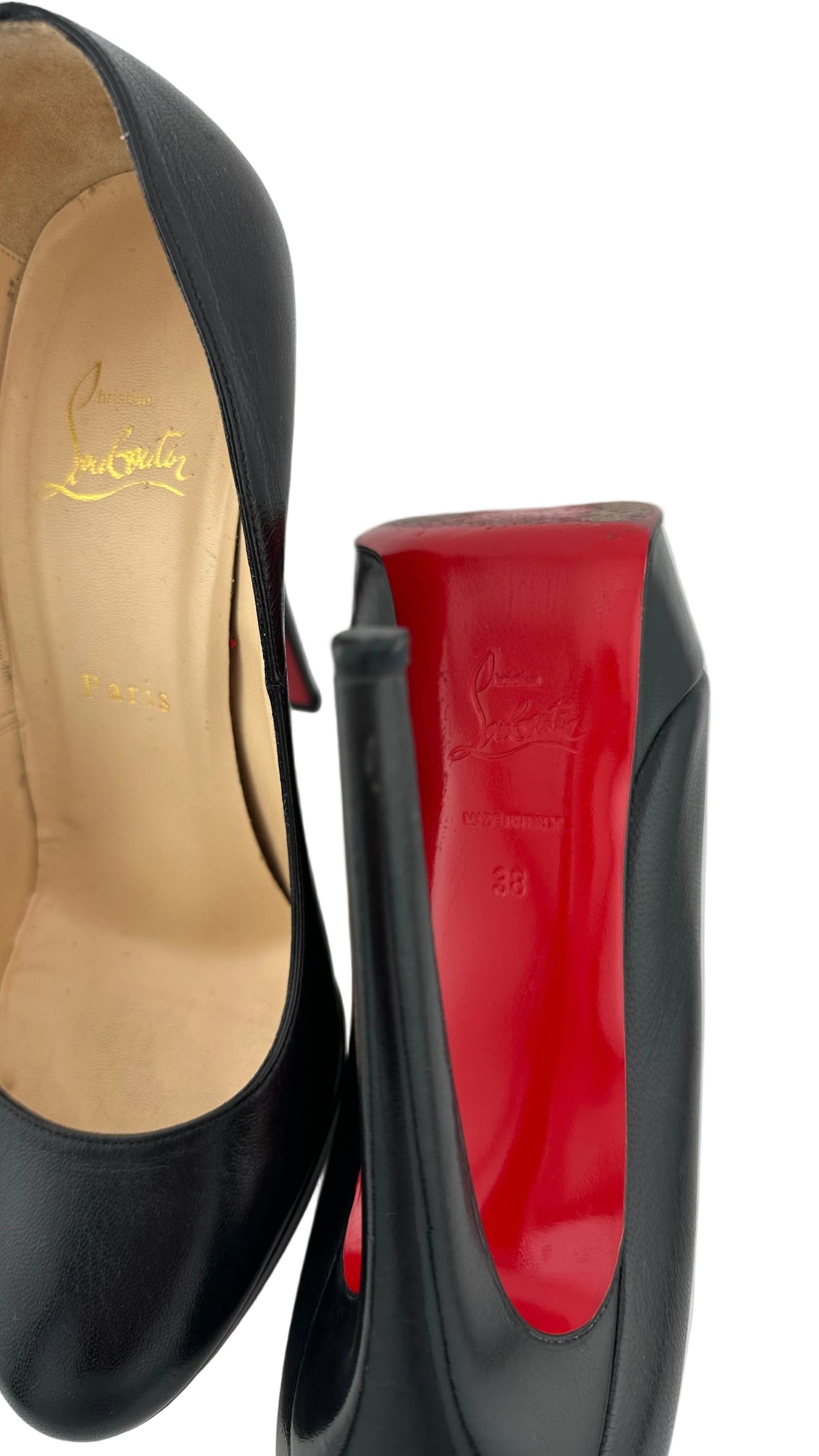 Christian Louboutin - Bianca Black Leather Heels - 38