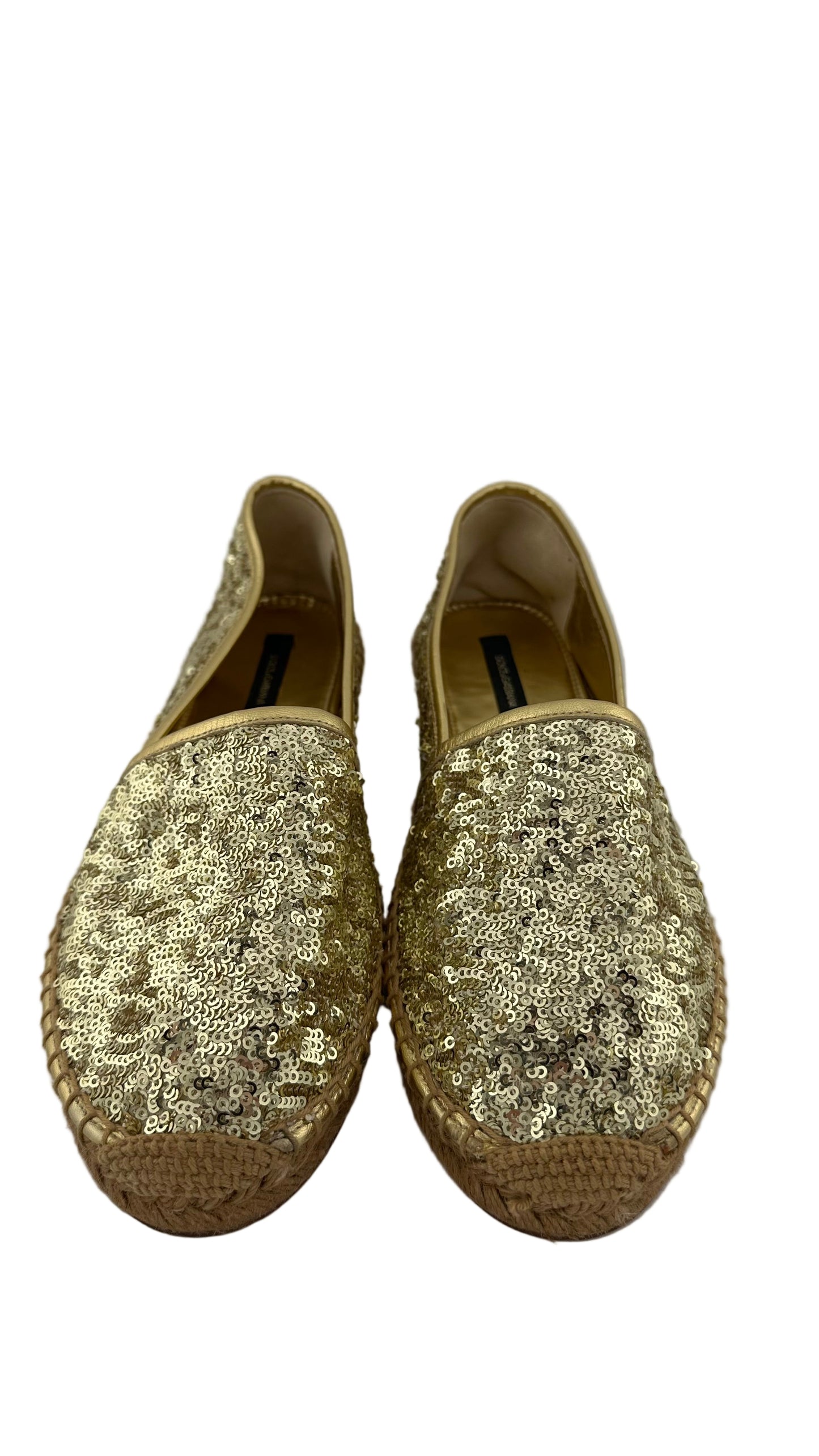 DOLCE & GABBANA - Gold Sequin Espadrille - 38