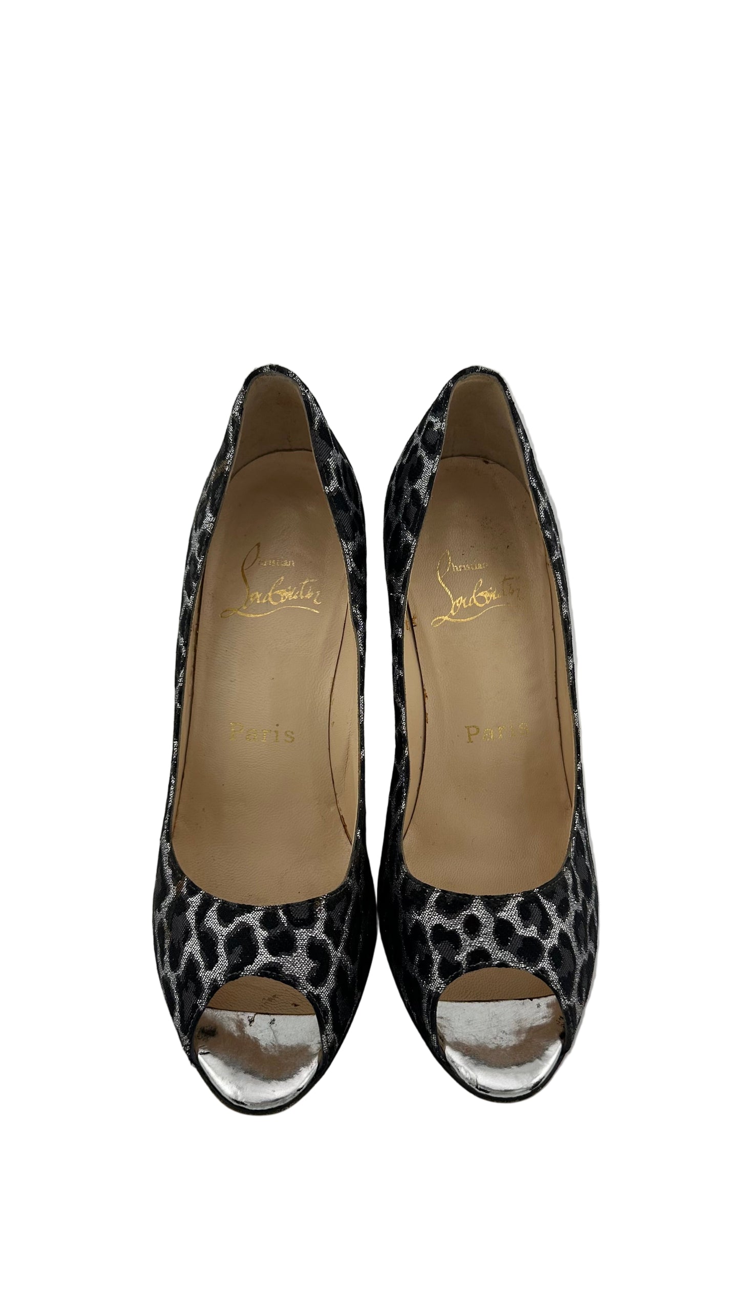 Christian Louboutin - Silver Leopard Heels - 36.5
