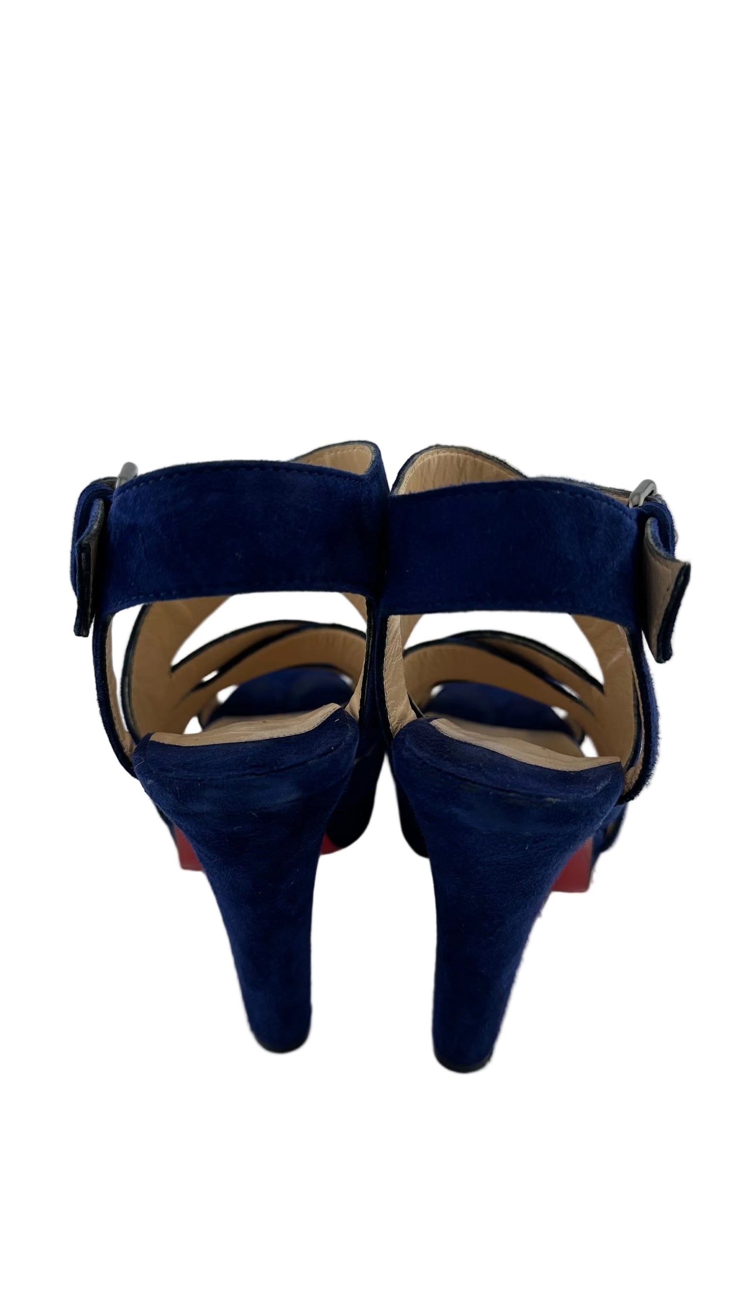 Christian Louboutin - Blue Suede Strappy Sandal Heels - 35.5