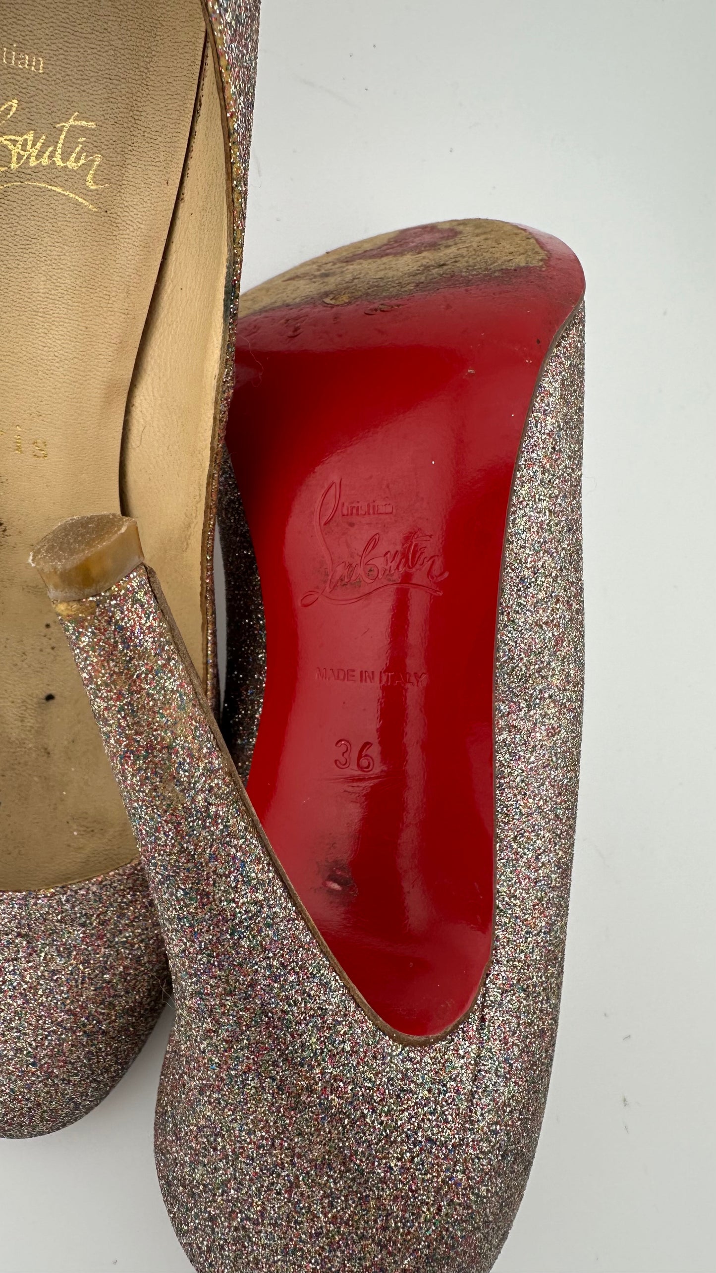Christian Louboutin - Gold Rainbow Glitter Heels - 36