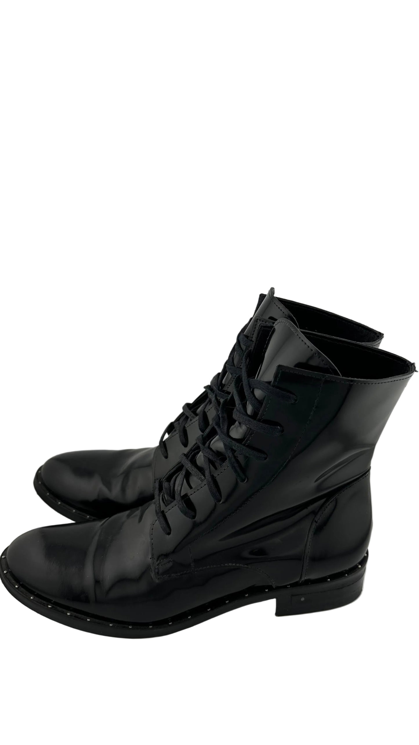Freda Salvador - Black Patent Combat Boot - 7