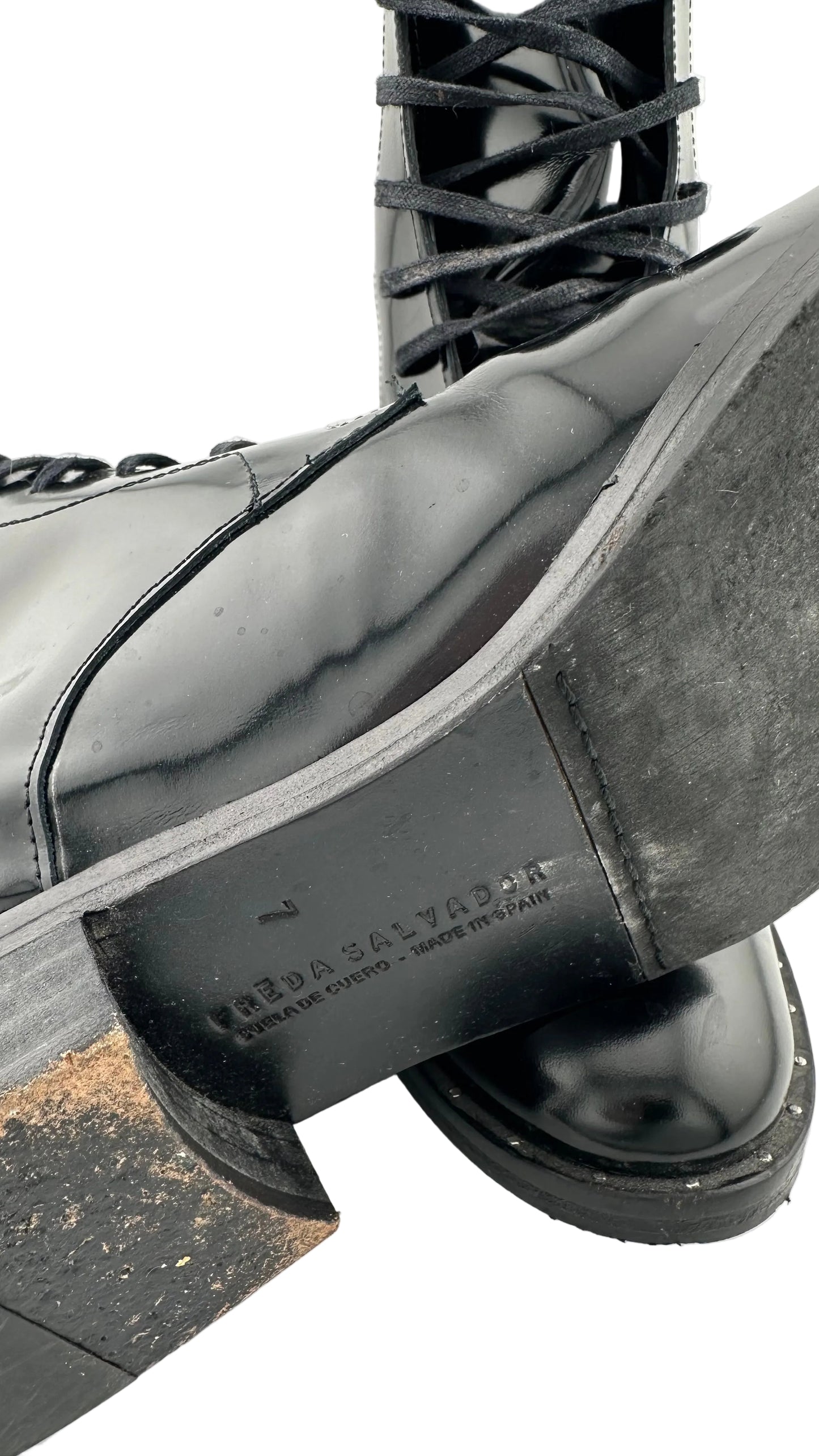 Freda Salvador - Black Patent Combat Boot - 7